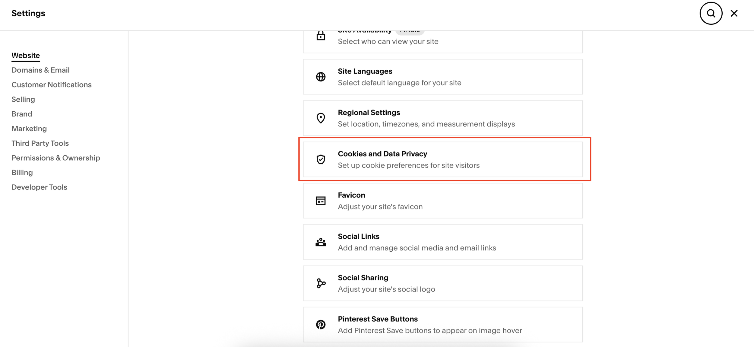 Squarespace cookies and data policy