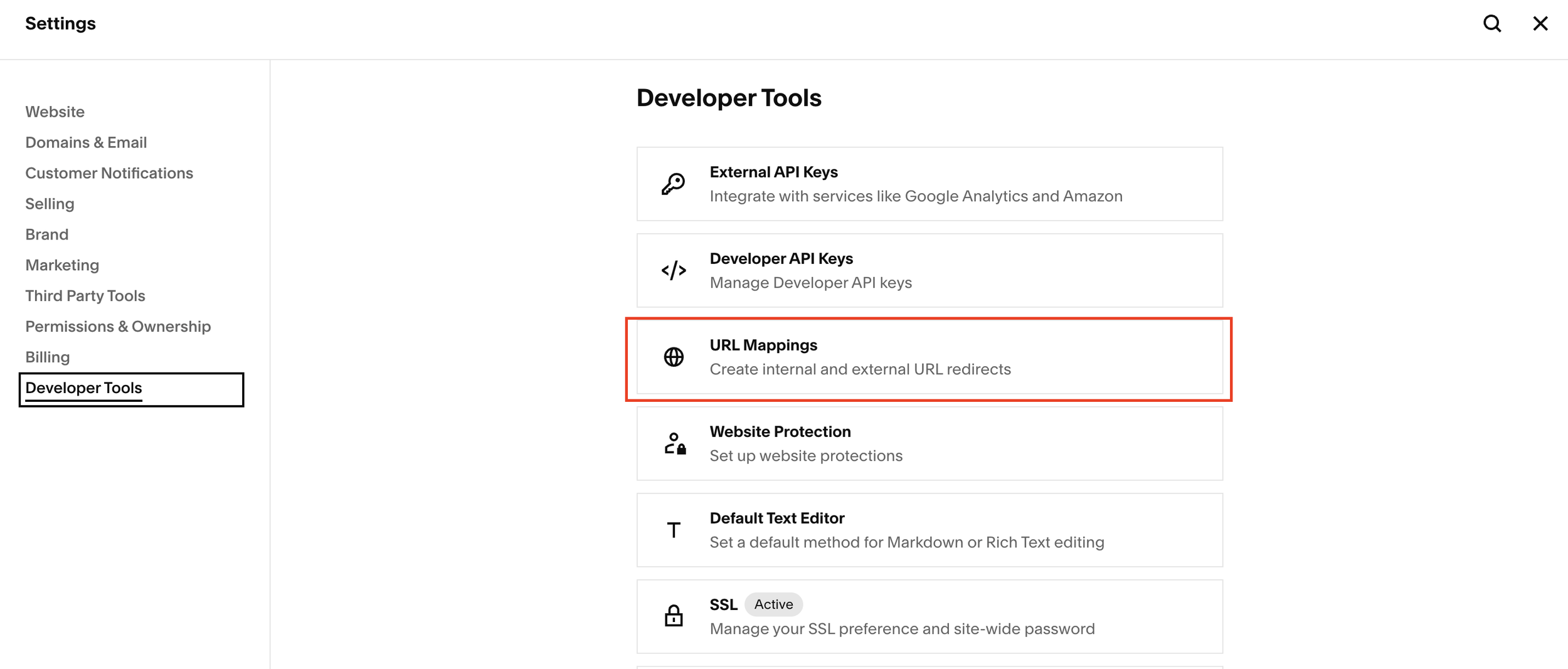 Squarespace URL mapping