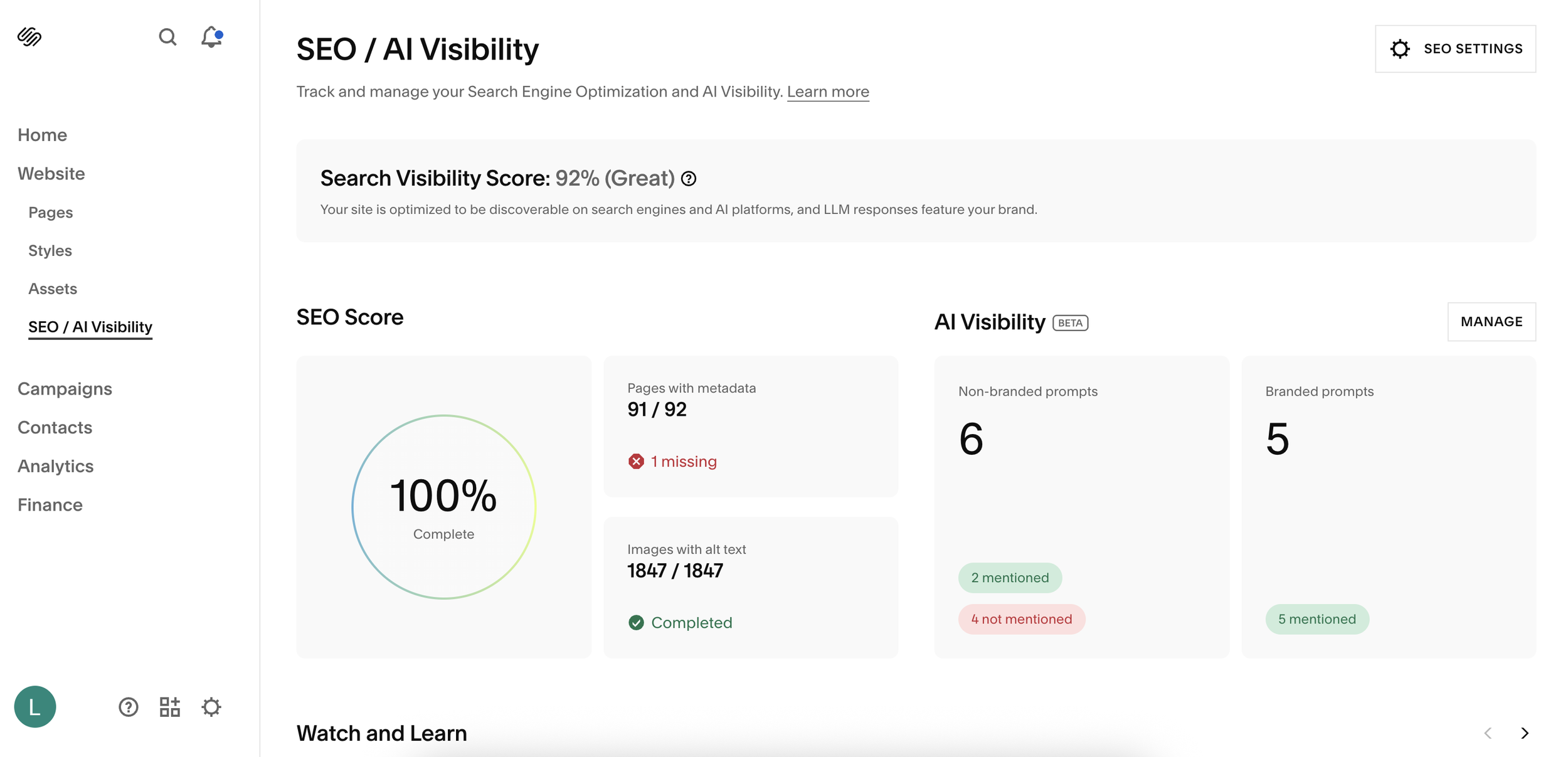 AI visibility on Squarespace