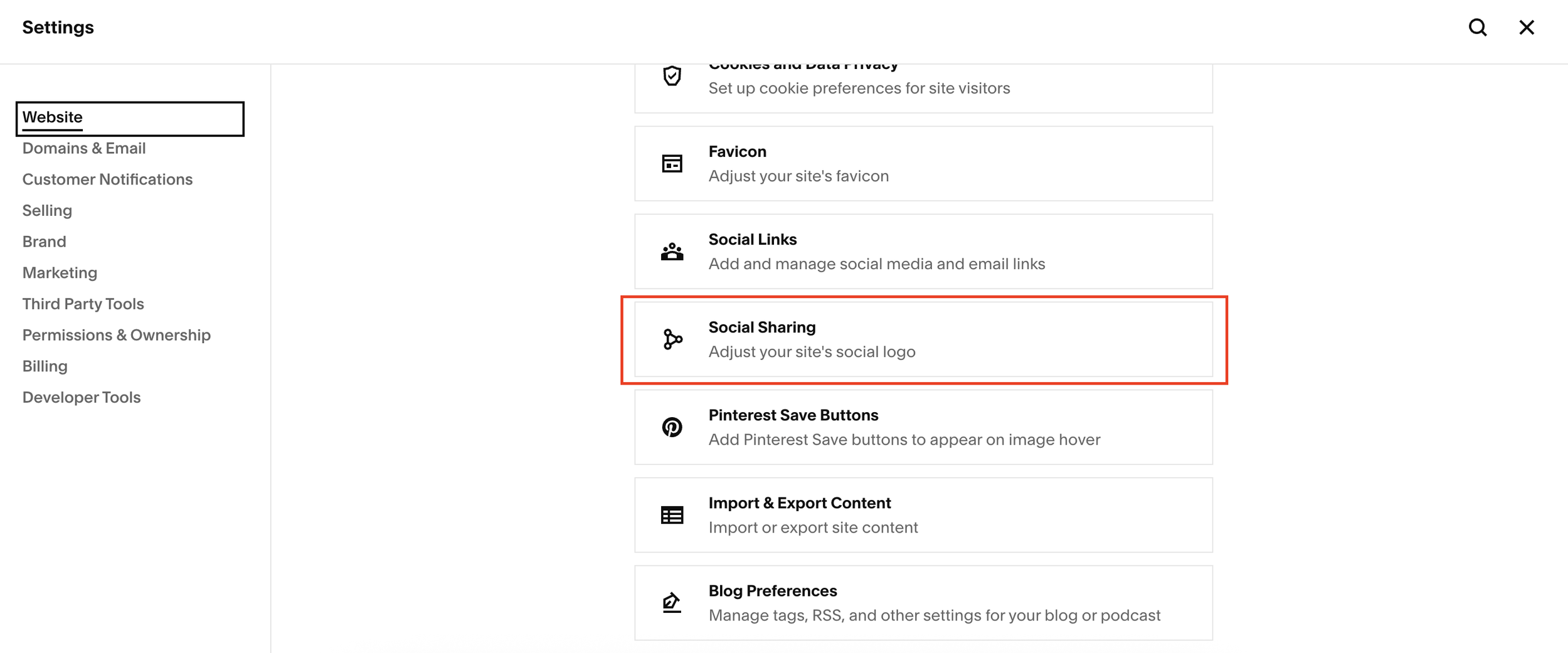 Social sharing on Squarespace