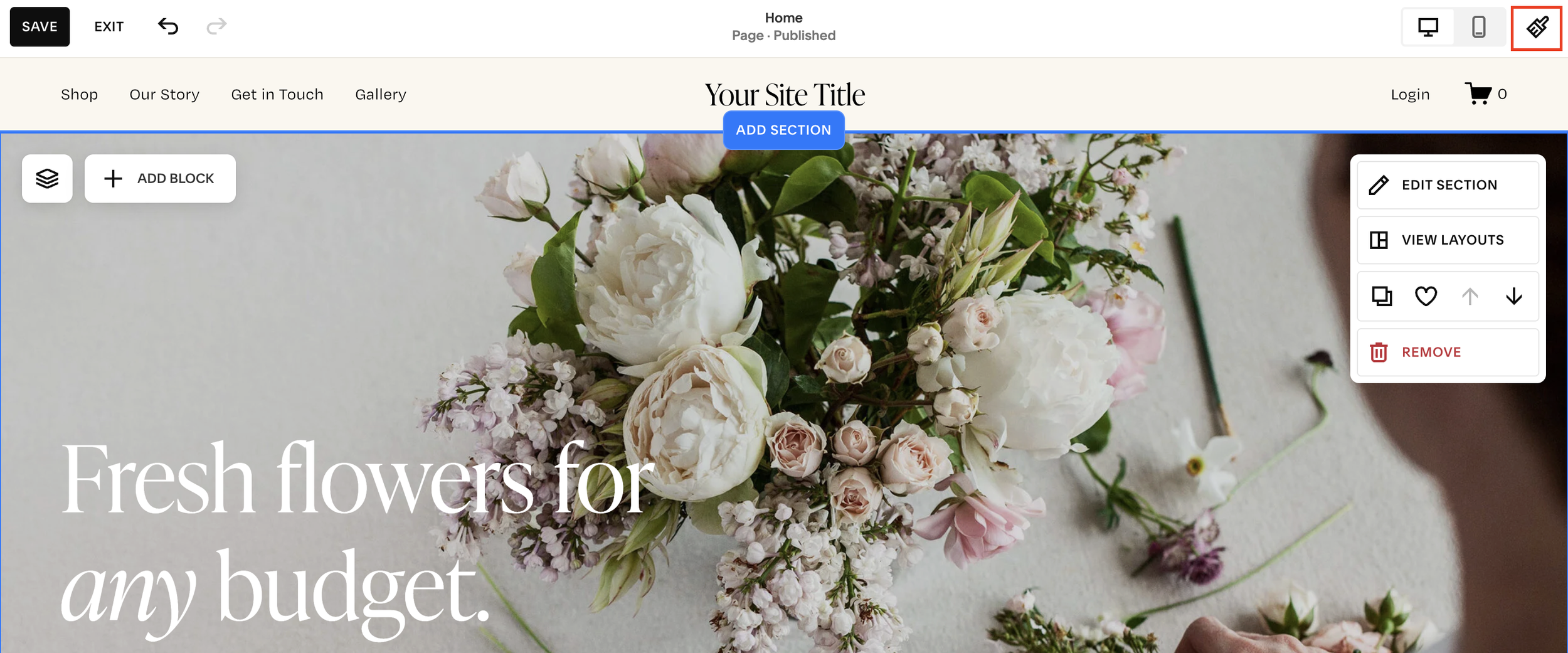 Squarespace site styles