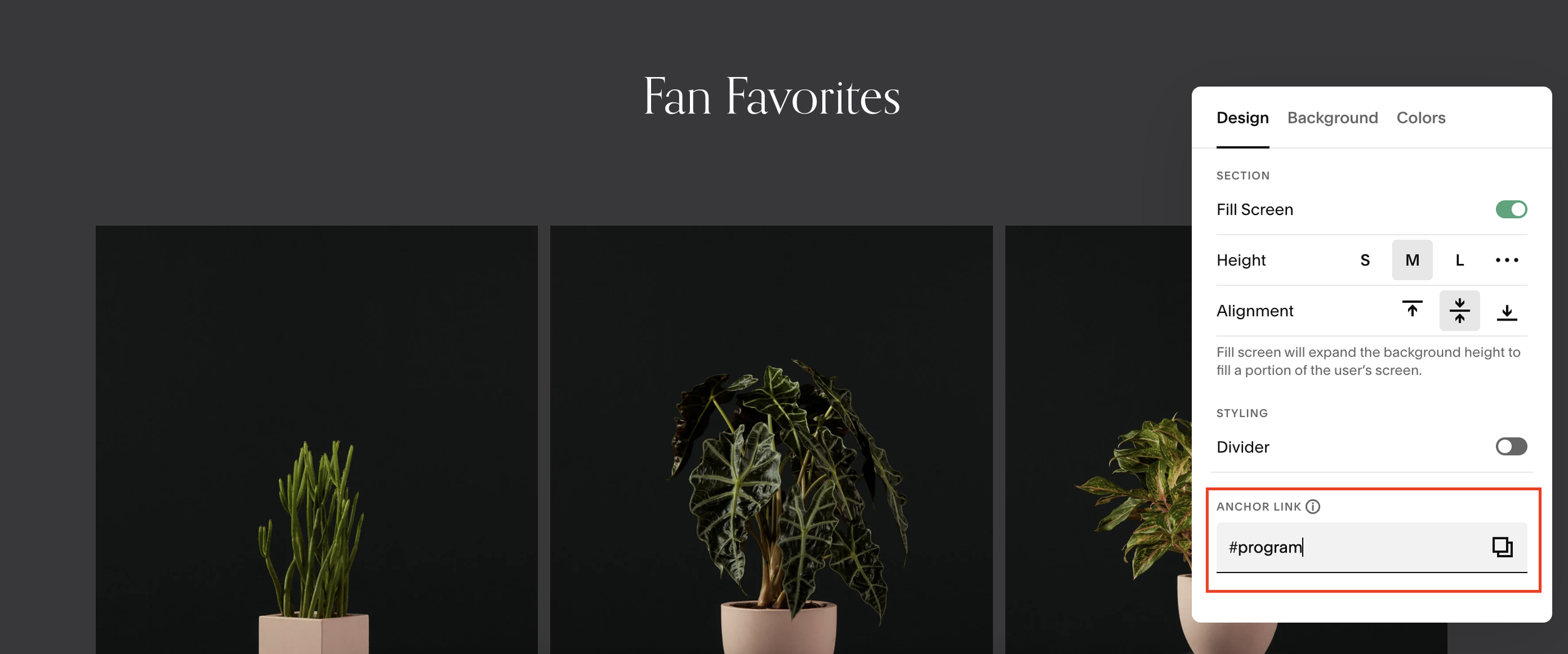 Adding an anchor link on Squarespace