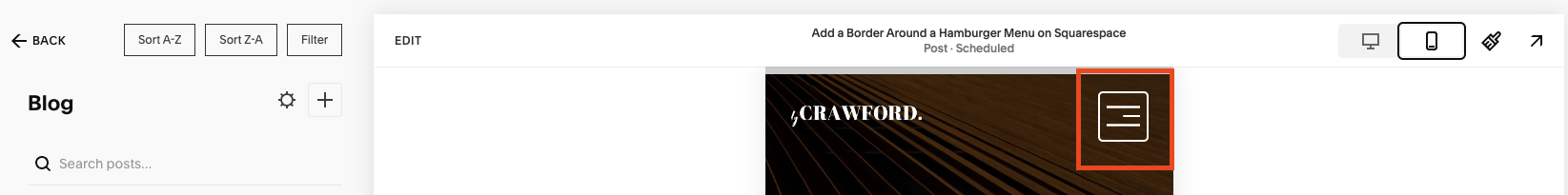 How to Add a Border Around a Hamburger Menu on Squarespace — by Crawford