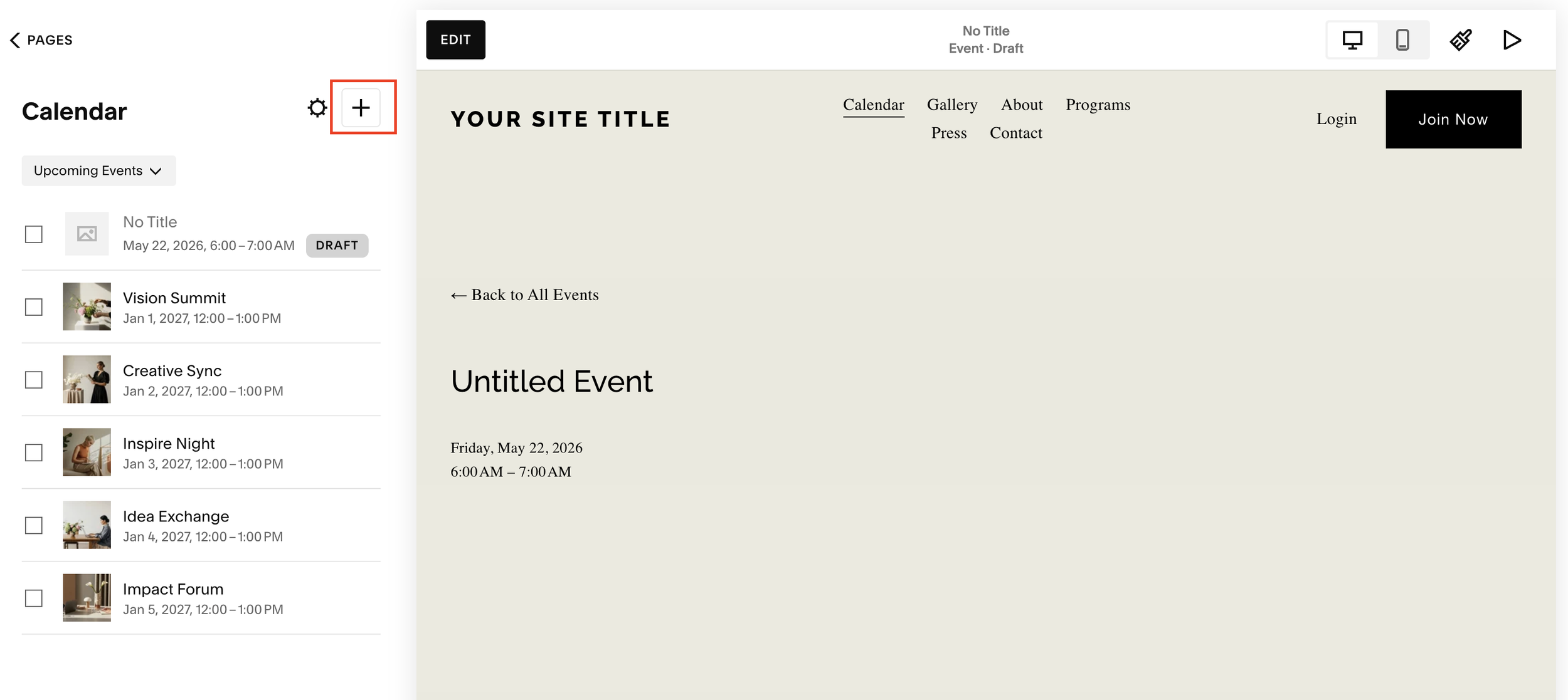 How to add events to your calendar on Squarespace