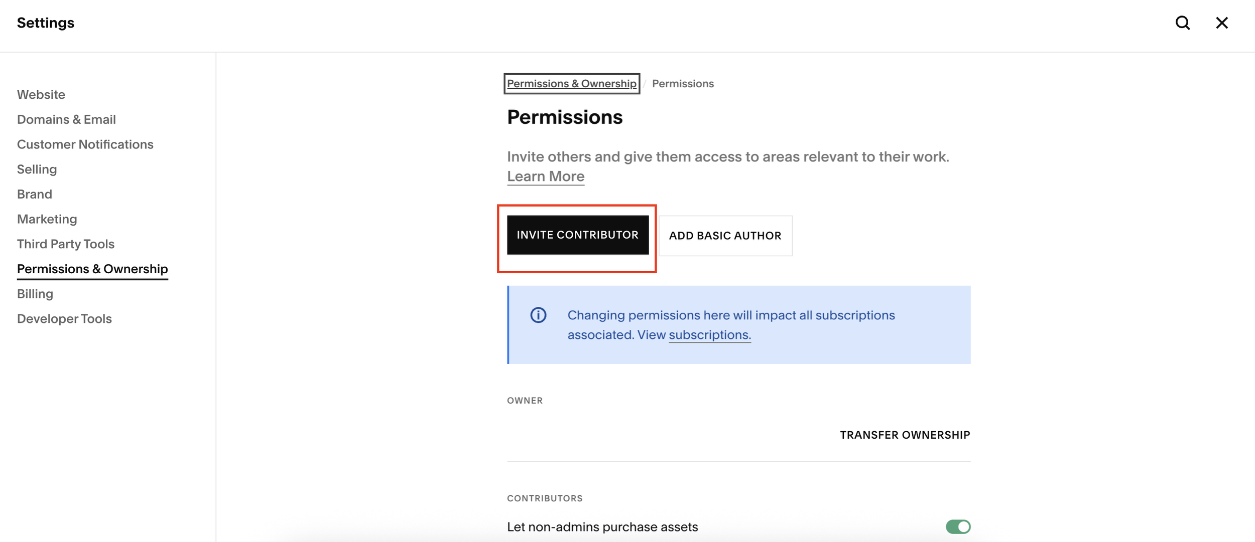 Invite a contributor to a Squarespace website