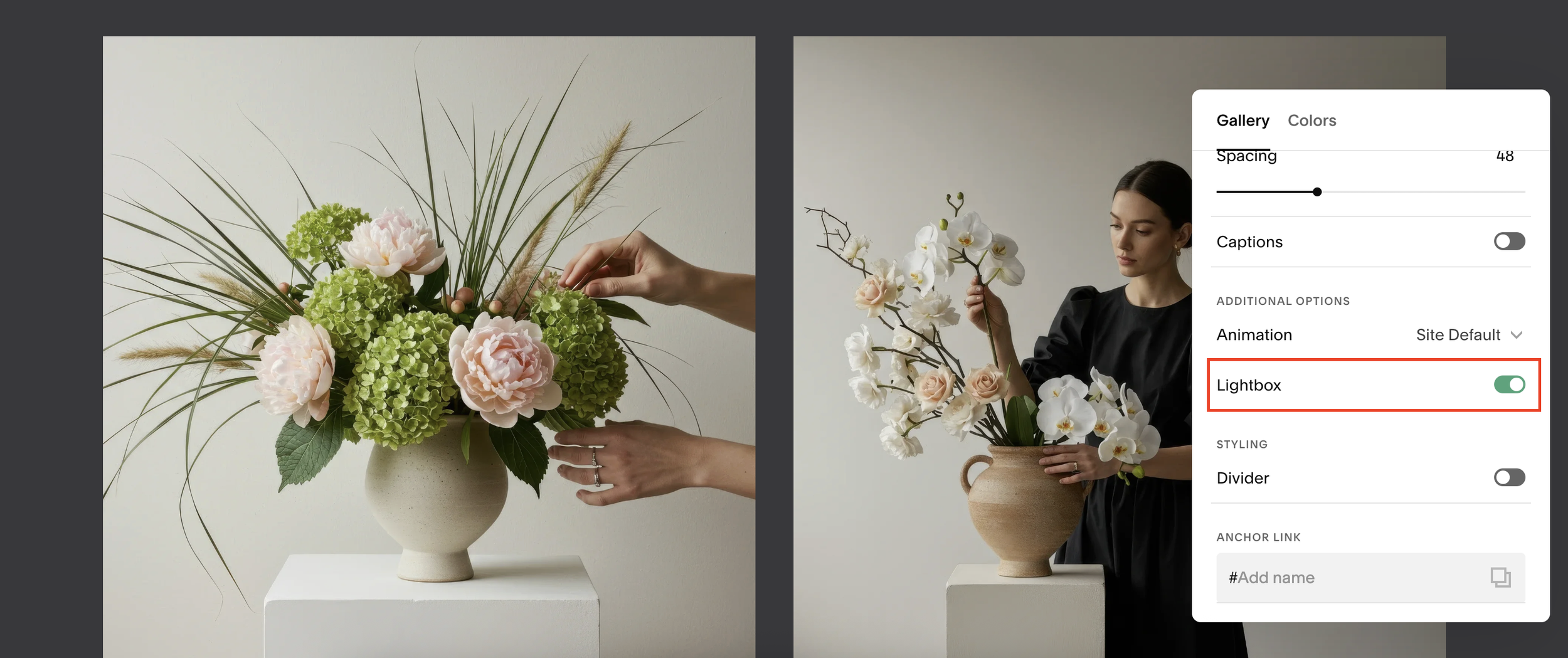 Add a lightbox gallery on Squarespace