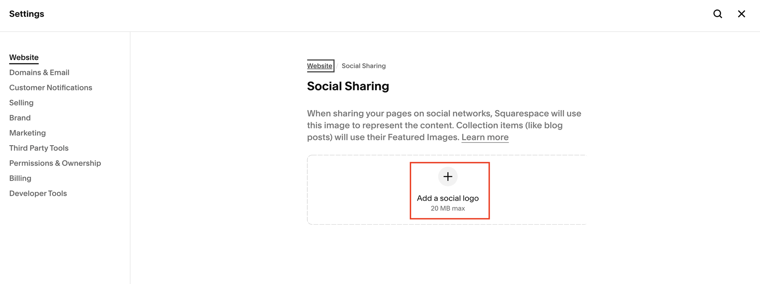 Add a social share image on Squarespace