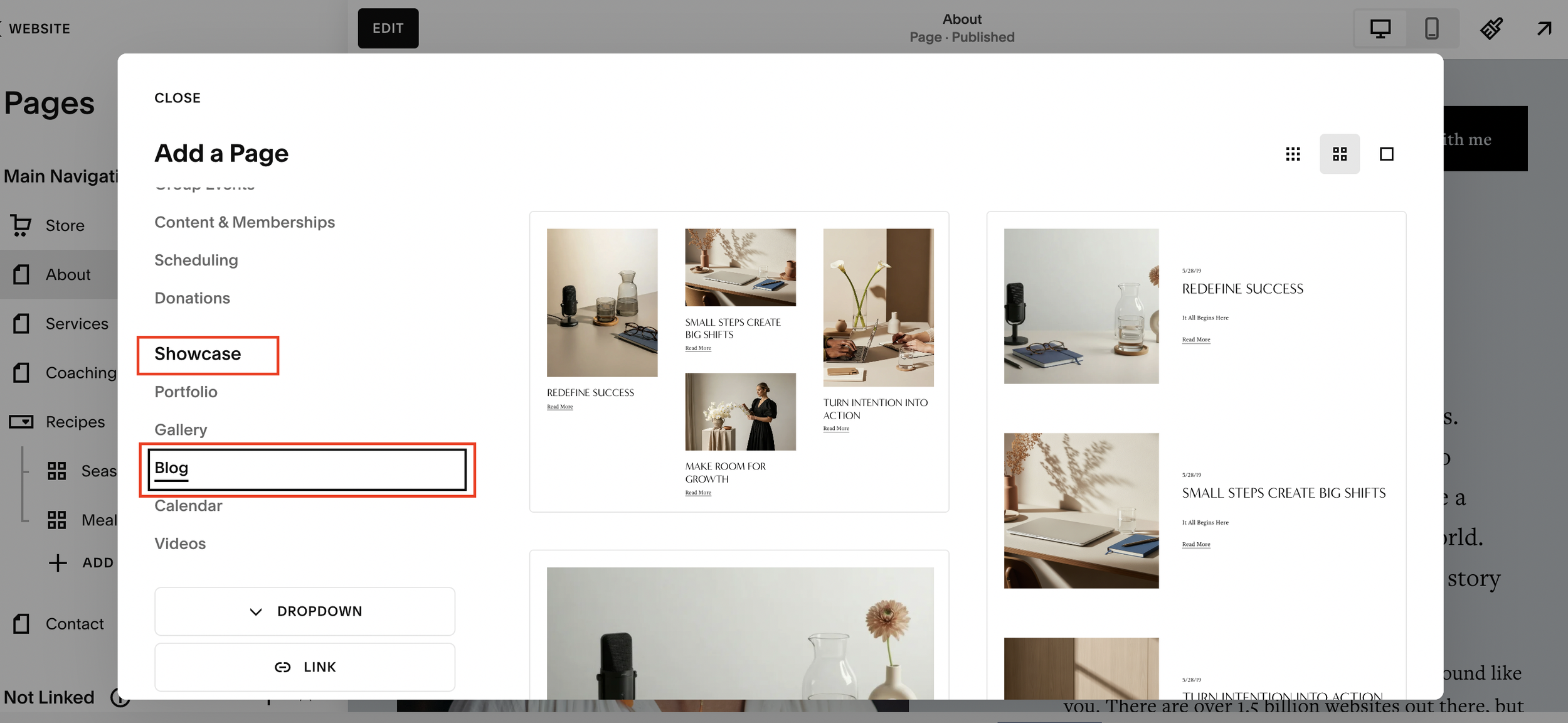 Adding a blog on Squarespace