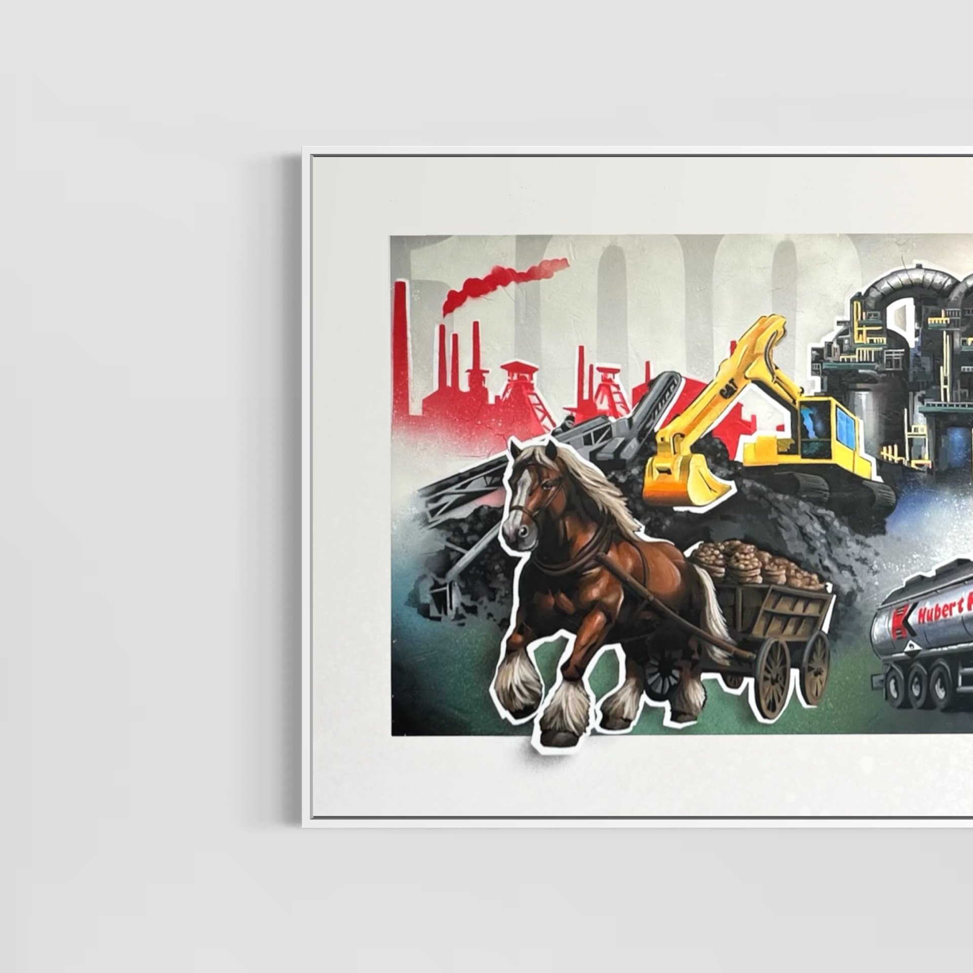 Eine GROSSartige Idee f&uuml;rs Firmenjubil&auml;um 🤩 Ein komplett individuell gestaltetes Kunstwerk im XXL-Format! Auf 3 m L&auml;nge und 1,5 m H&ouml;he fasst es die 100-j&auml;hrige Firmengeschichte der Spedition @hubert_klaesener_gelsenkirchen z