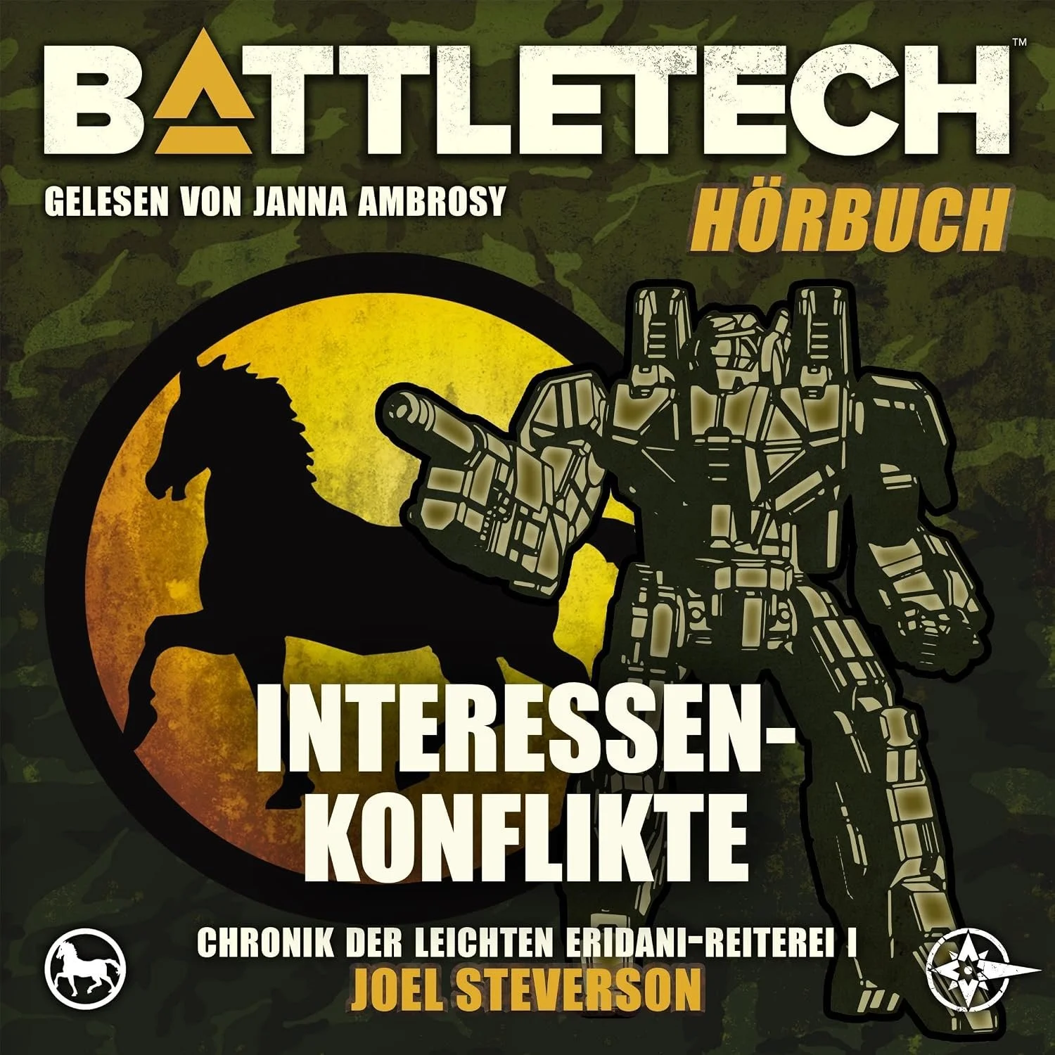 Hörbuchcover von Battletech: Interessenkonflikt – gesprochen von Janna Ambrosy, Sci-Fi Hörbuch von Joel Steverson erschienen bei Yellow King Productions