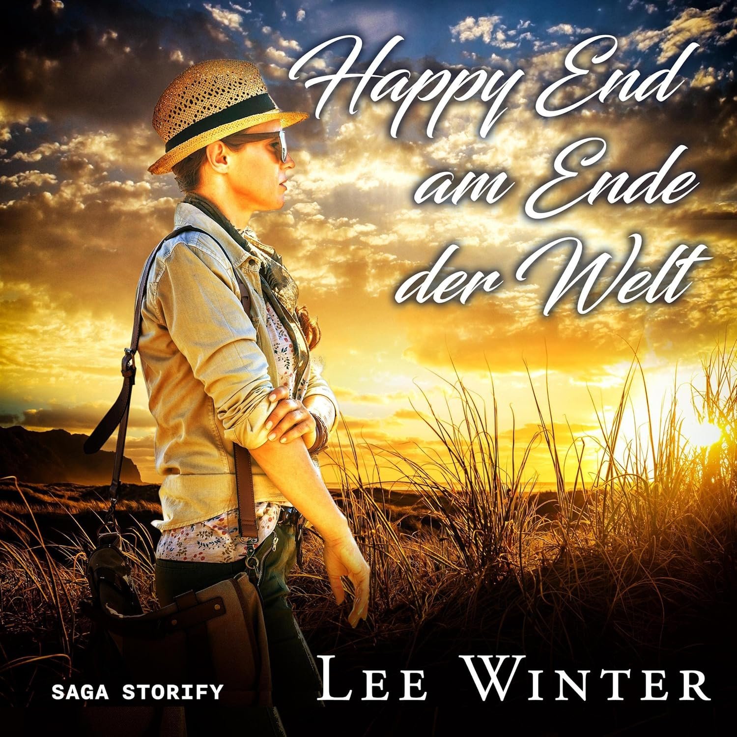 Hörbuchcover von Happy End am Ende der Welt – gesprochen von Janna Ambrosy, Liebesroman-Hörbuch von Lee Winter erschienen bei Saga Storify