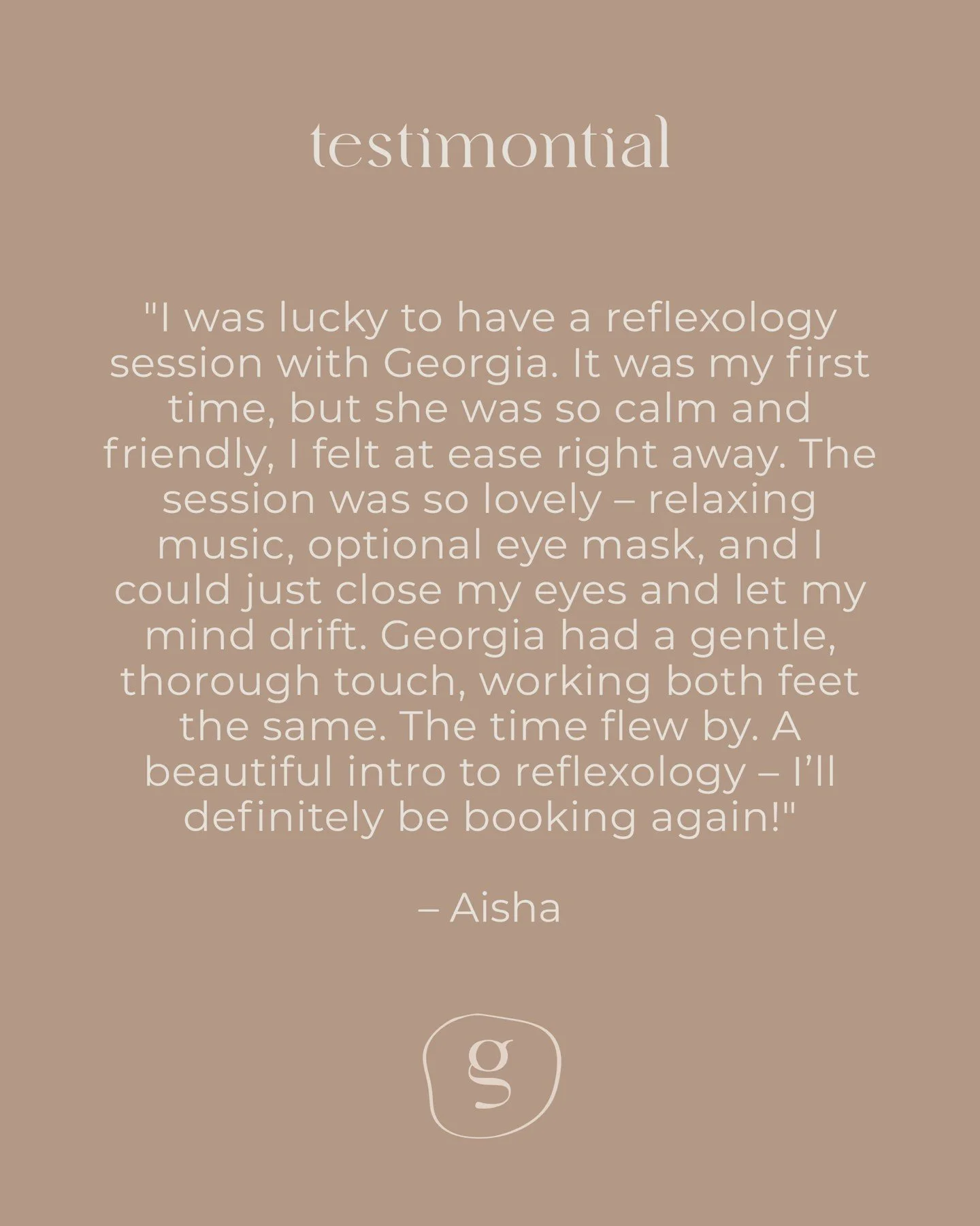 I love welcoming people to reflexology for the first time and seeing how quickly they relax into the experience 💛

Aisha shared that she felt calm and at ease straight away, enjoying the soothing atmosphere, gentle touch and time to completely switc