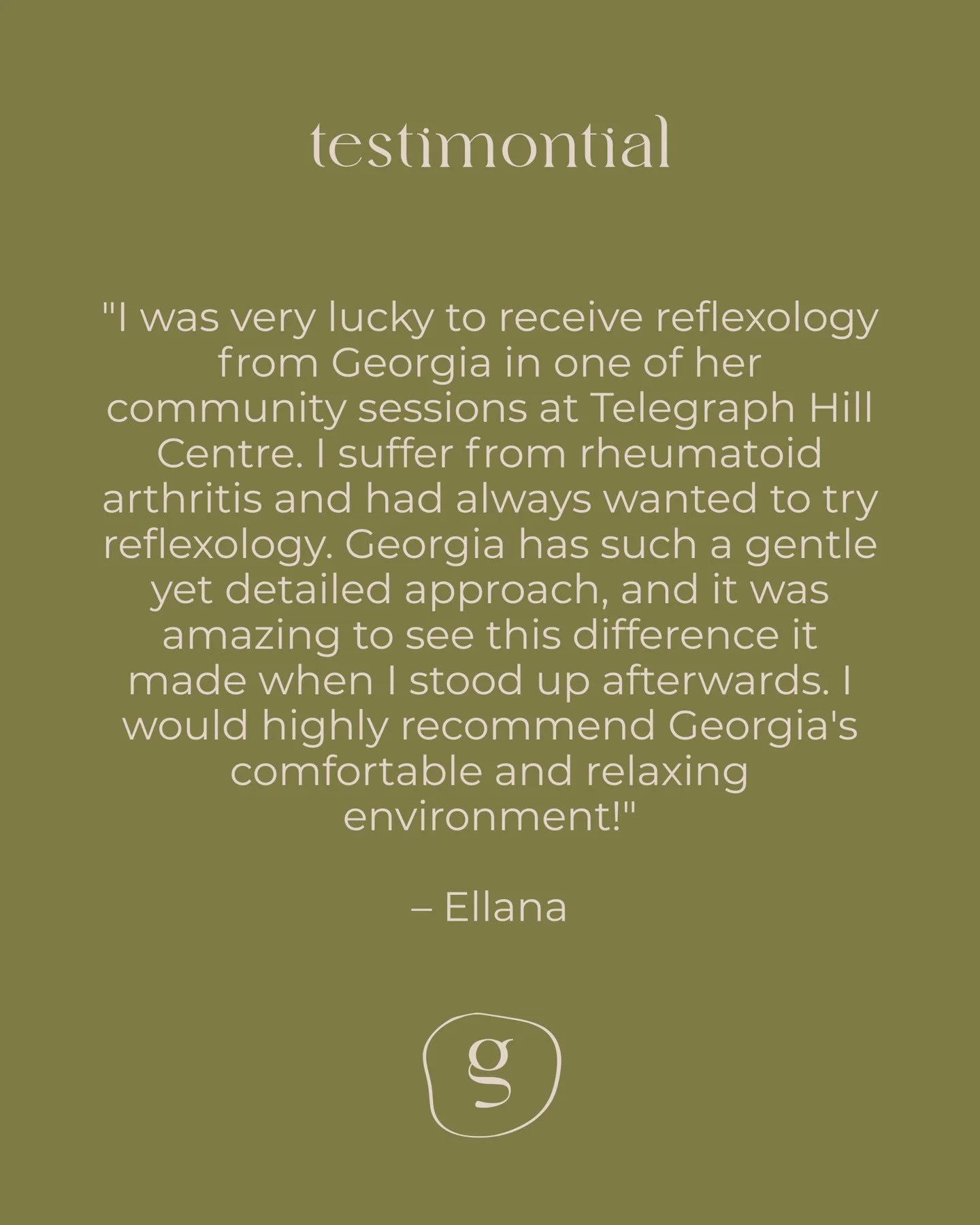 Feeling so grateful for these kind words from Ellana 💛

Ellana shared that she felt a real difference after her session. Living with rheumatoid arthritis, she found reflexology supportive and grounding. This gentle treatment can help calm the nervou