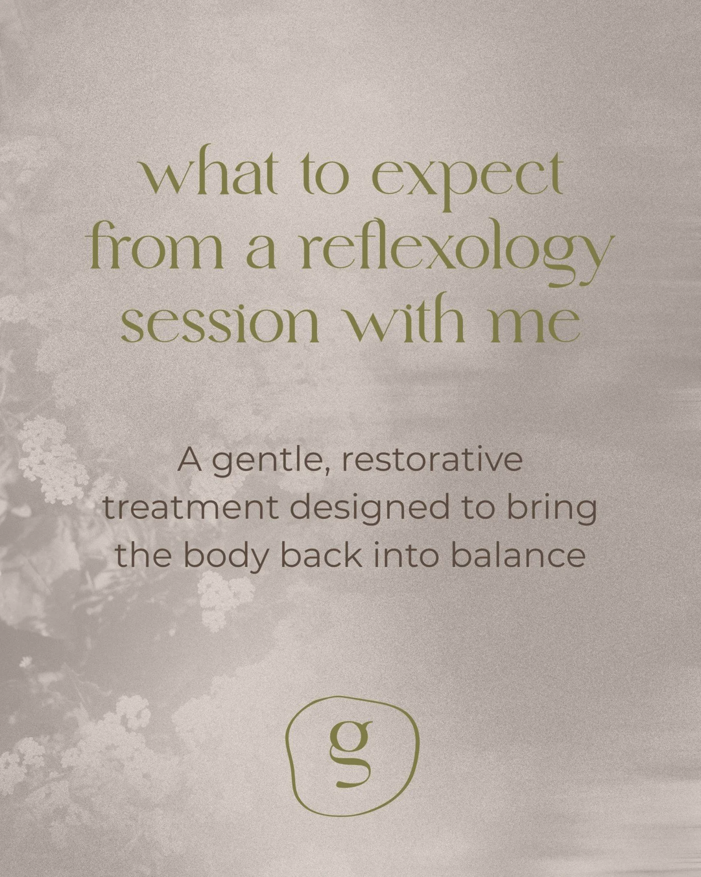 New to reflexology and wondering what a session involves?

Scroll through for an overview of what to expect.

Reflexology is a gentle, restorative treatment suitable for most people and can be tailored to your health needs.

If you have any questions
