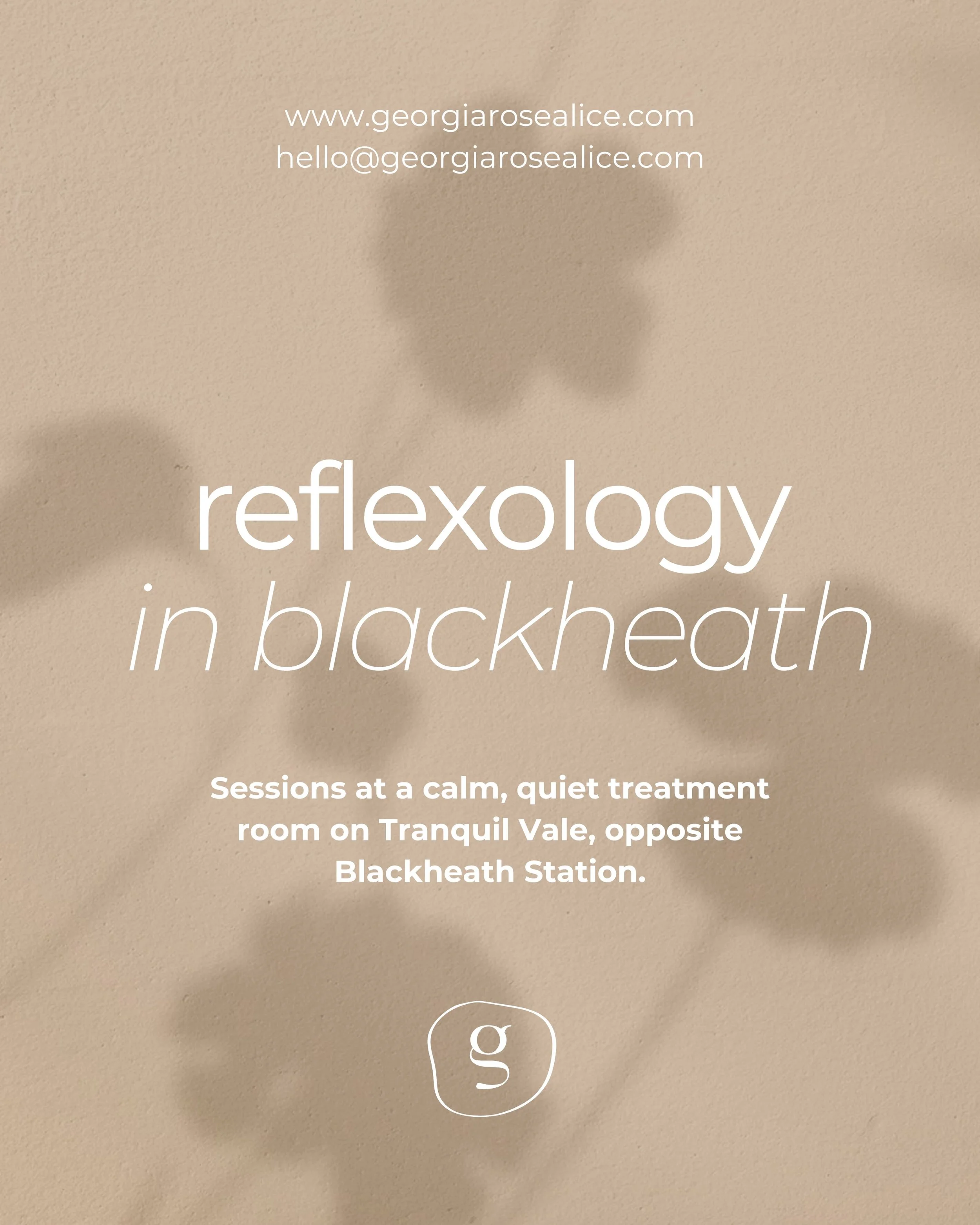 Some news! ✨ I will soon be offering reflexology treatments at a beautiful, calm quiet space in Blackheath, conveniently located just opposite Blackheath Station. The location is perfect for a deeply relaxing treatment.

I will be offering a limited 