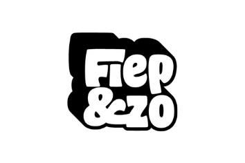Logo met de tekst 'Fiep & Zo' in witte letters op een zwarte achtergrond.