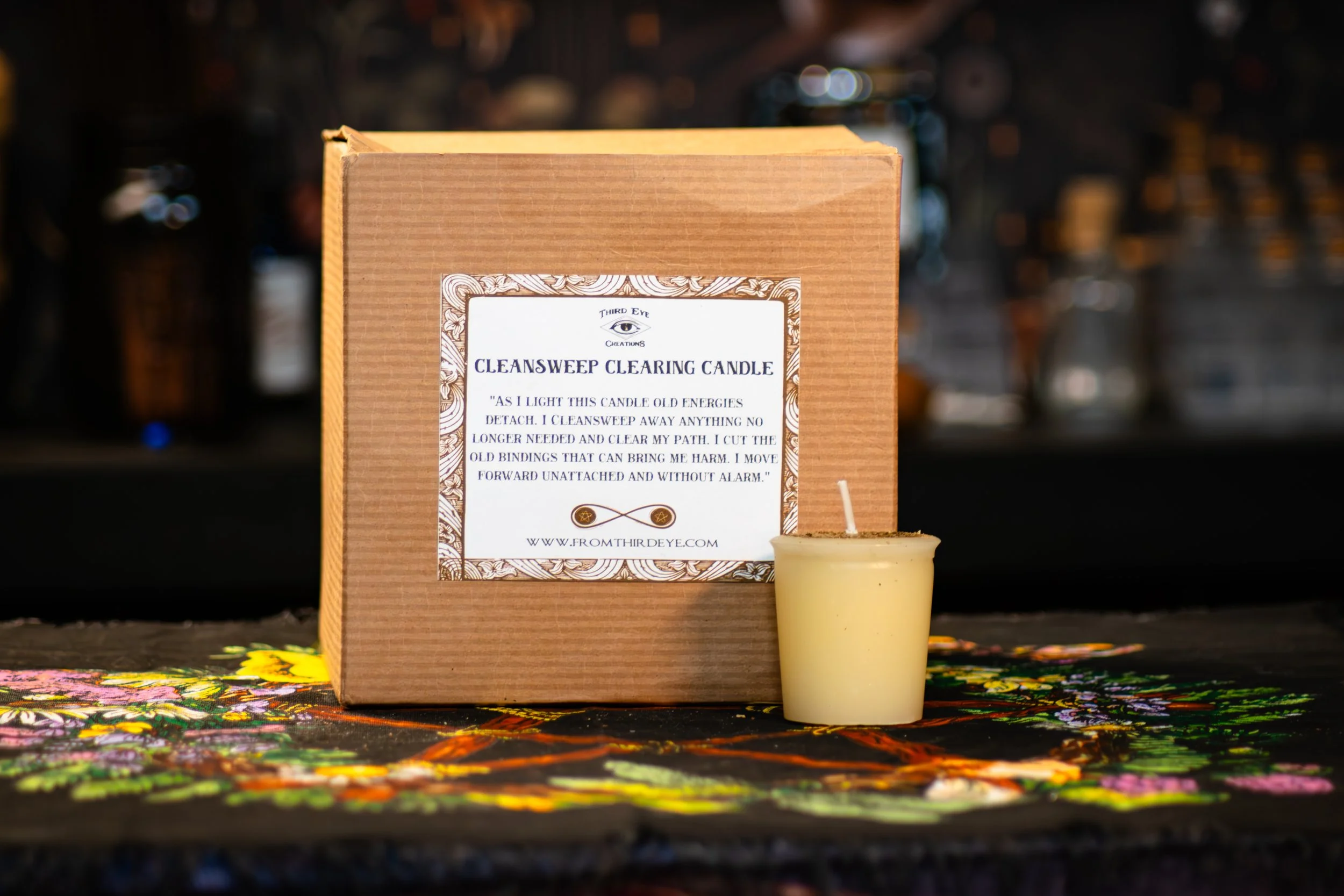 Handcrafted banishing candle by Lady Shay Third Eye Creations spiritual cleansing ritual
