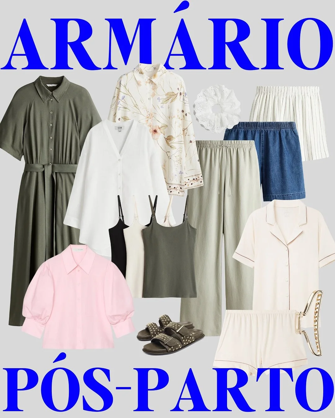 N&atilde;o &eacute; preciso muito - apenas o essencial e que resulta sempre. 💙

Ideias para o ver&atilde;o: 
- Optar por pe&ccedil;as em fibras respir&aacute;veis;
- Cinturas el&aacute;sticas;
- Camisas e tops de amamenta&ccedil;&atilde;o;
- Escolhe