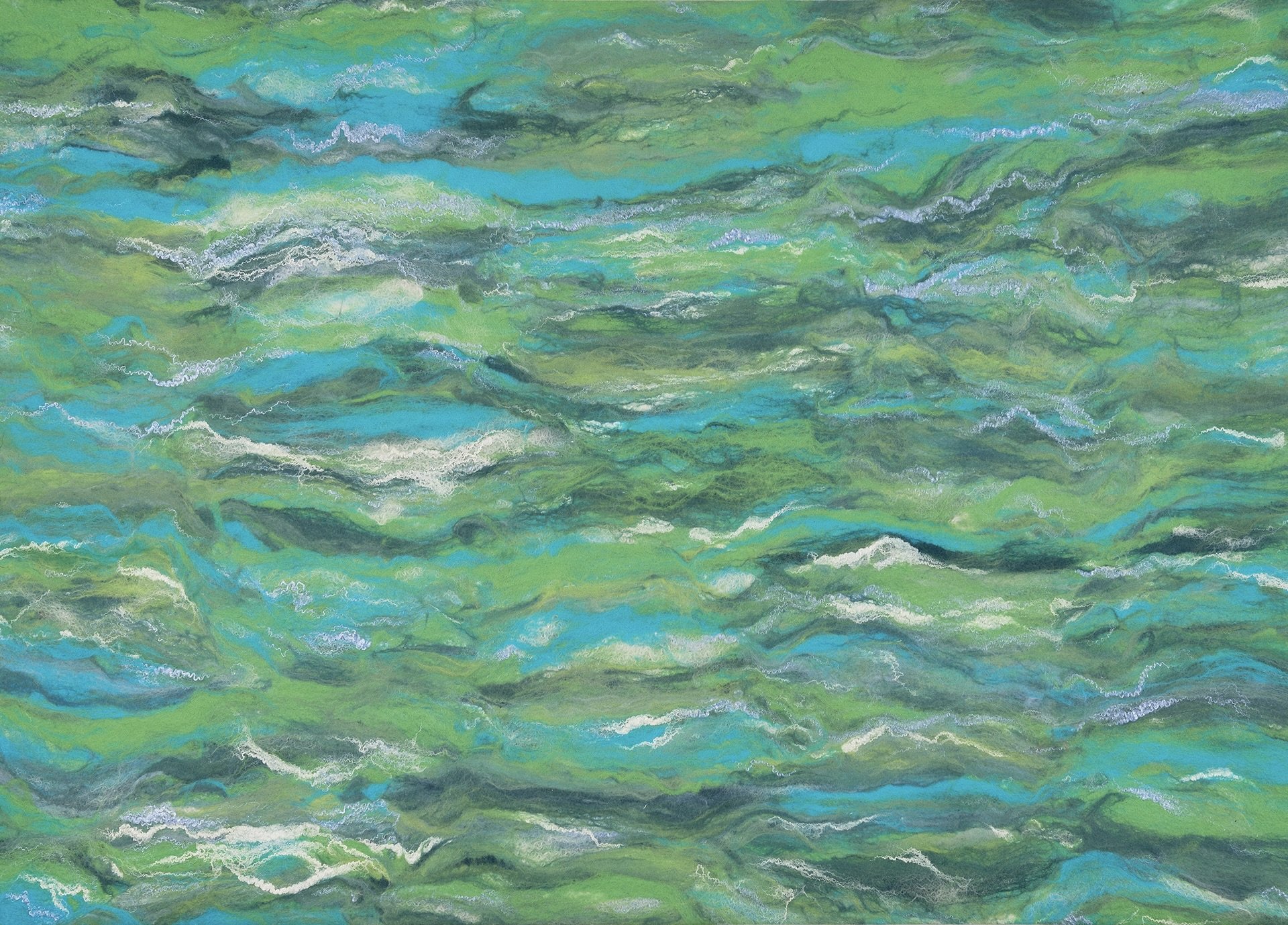 rustgevend akoestisch wandpaneel, kunstwerk in vilt, handgemaakt