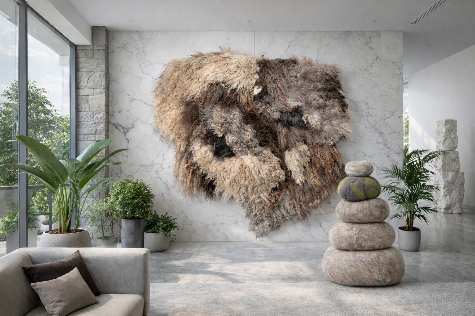 Vilten keien en gevilte schapenvachten