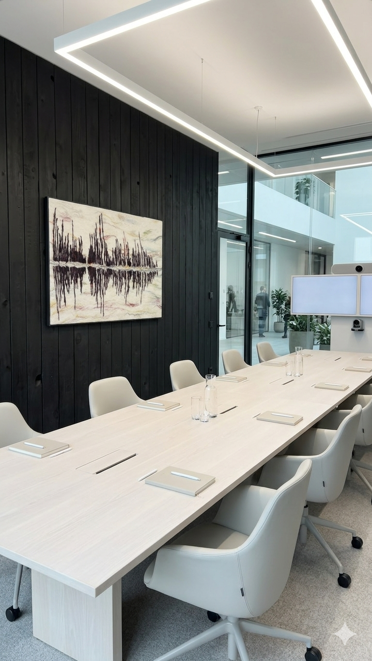kunstwerk in vilt met als tweede functie geluidsdemping, het is dus ook een akoestisch paneel
