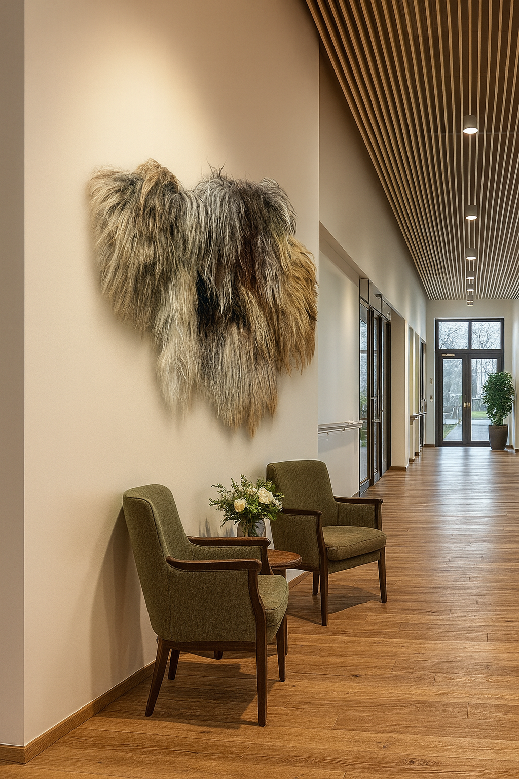 wand accessoire, handgemaakt, ethisch want gevilte schapenvacht