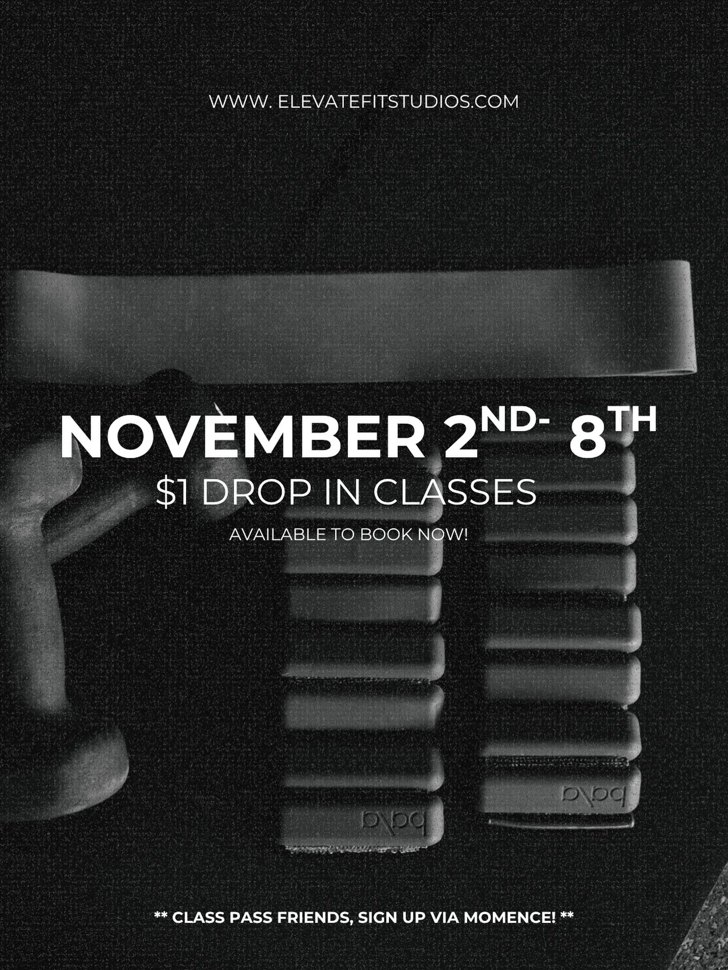 $1 CLASSES ARE LIVE! 🚨

From Nov 2&ndash;8, grab your spot for just $1 and come ride or sweat it out with us at Elevate!

&bull; ClassPass booking is turned off this week, so head to Momence to book your $1 class directly.

Can&rsquo;t wait to see y