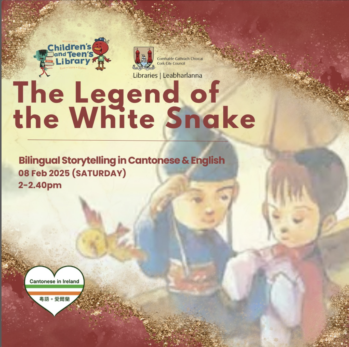 Bilingual Storytelling in Cantonese and English in Cork City library-Lunar New Year : The legend of the white snake