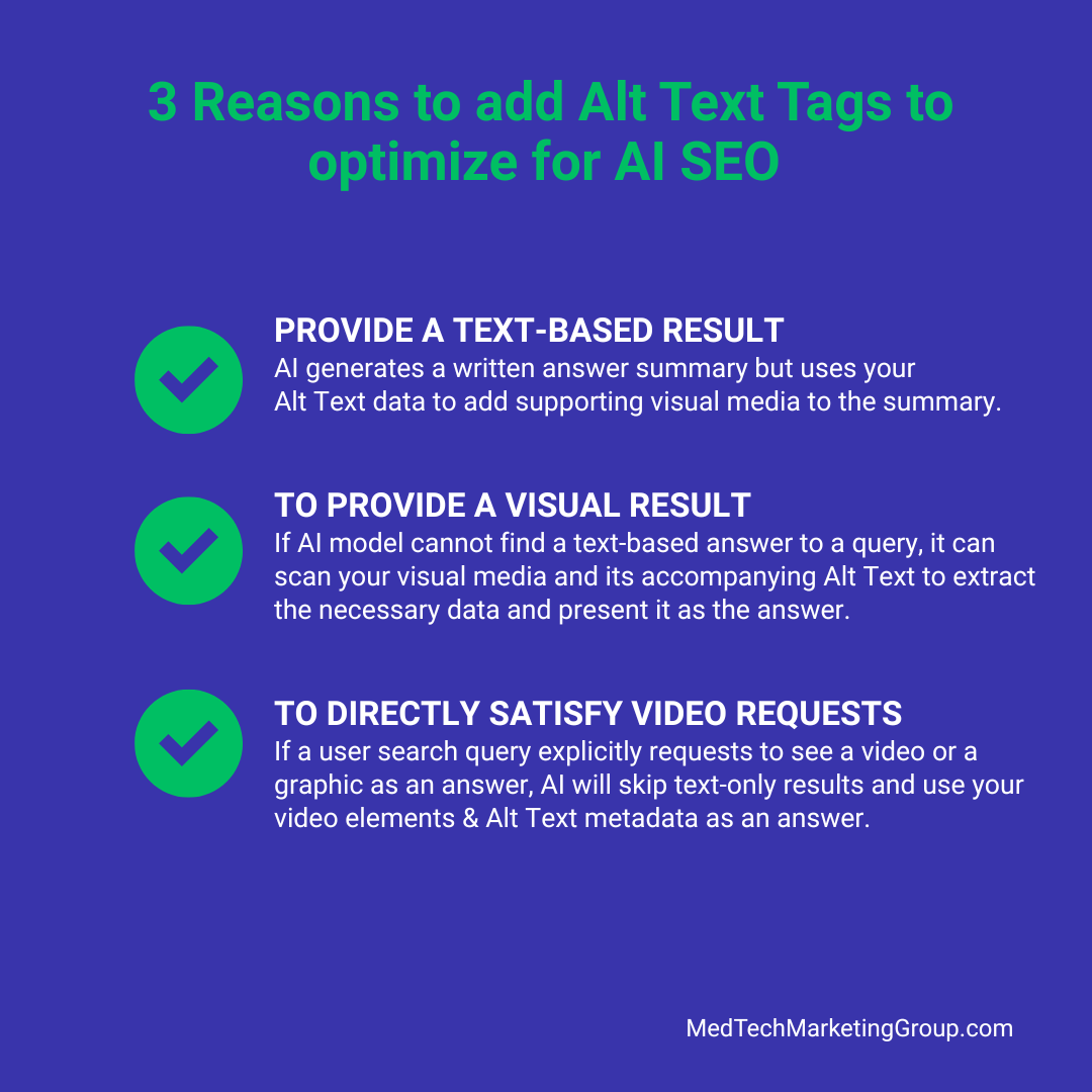 3 reasons to add ALT TEXT Tags to optimize for AI SEO by medtechmarketinggroup.com