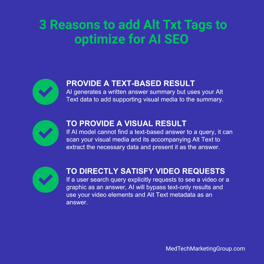 3 reasons to add ALT TXT Tags to optimize for AI SEO by medtechmarketinggroup.com