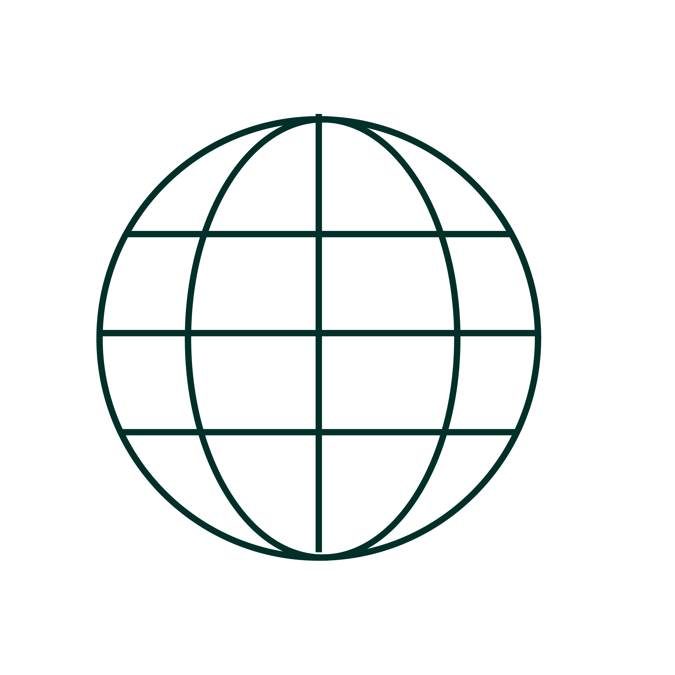 Simplified illustration of a globe with longitude and latitude lines.