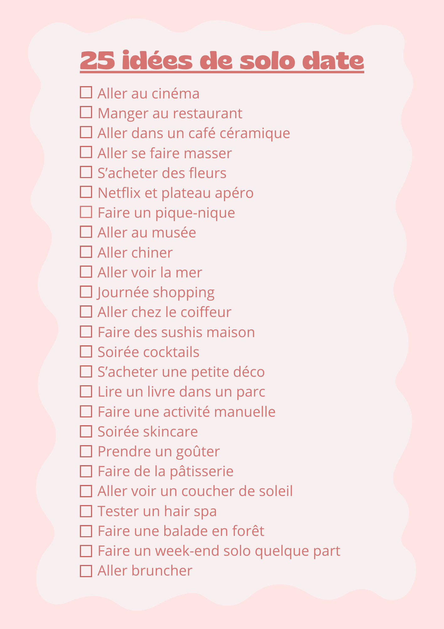 affiche 25 idées de solo date