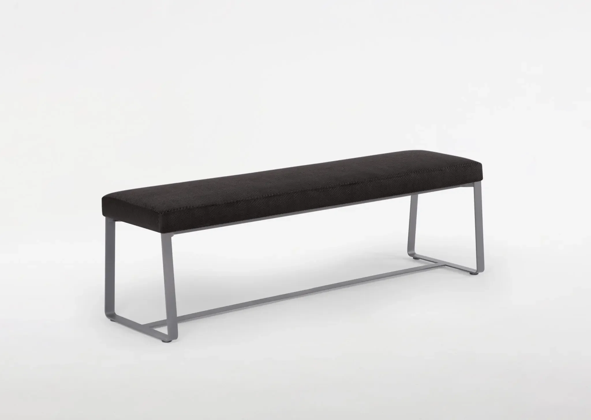 Slitta Bench by Trica – modern upholstered bench with black metal base