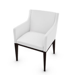Calligaris Bess Chair with white leather upholstery and dark wood legs