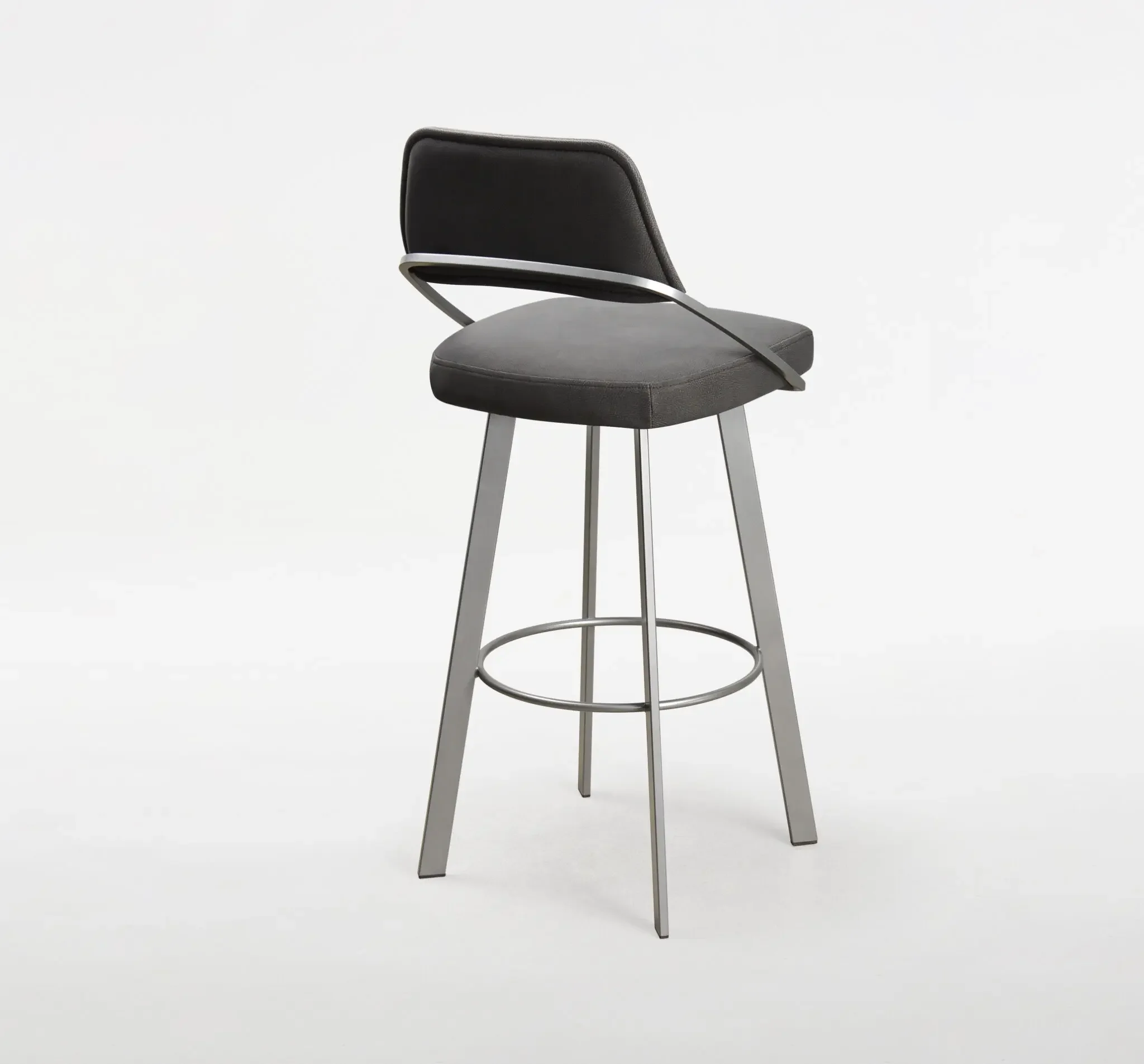 Wish Stool in grey upholstery with modern metal legs