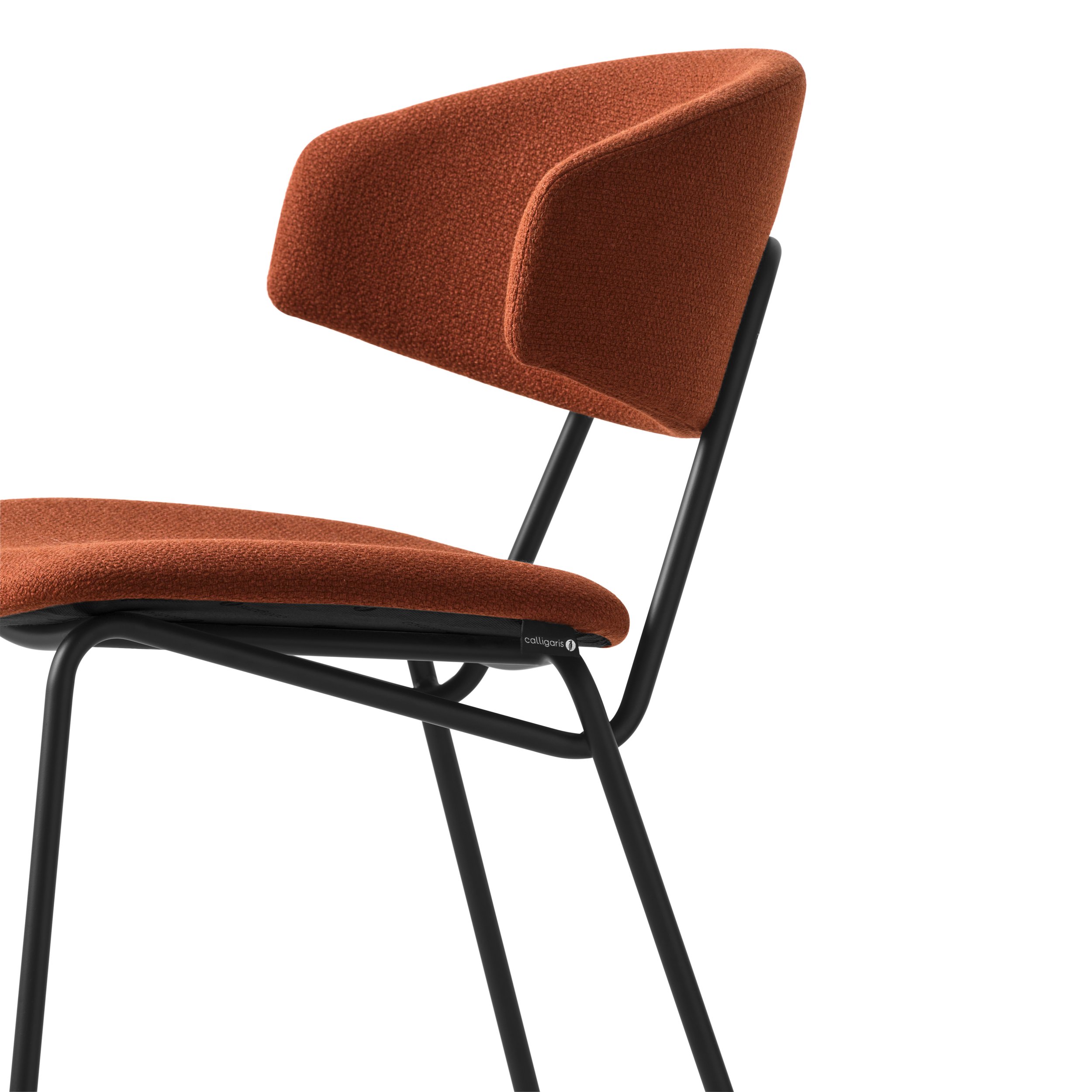 Calligaris Sophia Chair with rust-orange upholstery, side view