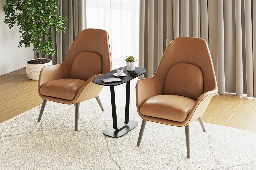 Living room setup with two lounge chairs and Cloud 9 End Table in between