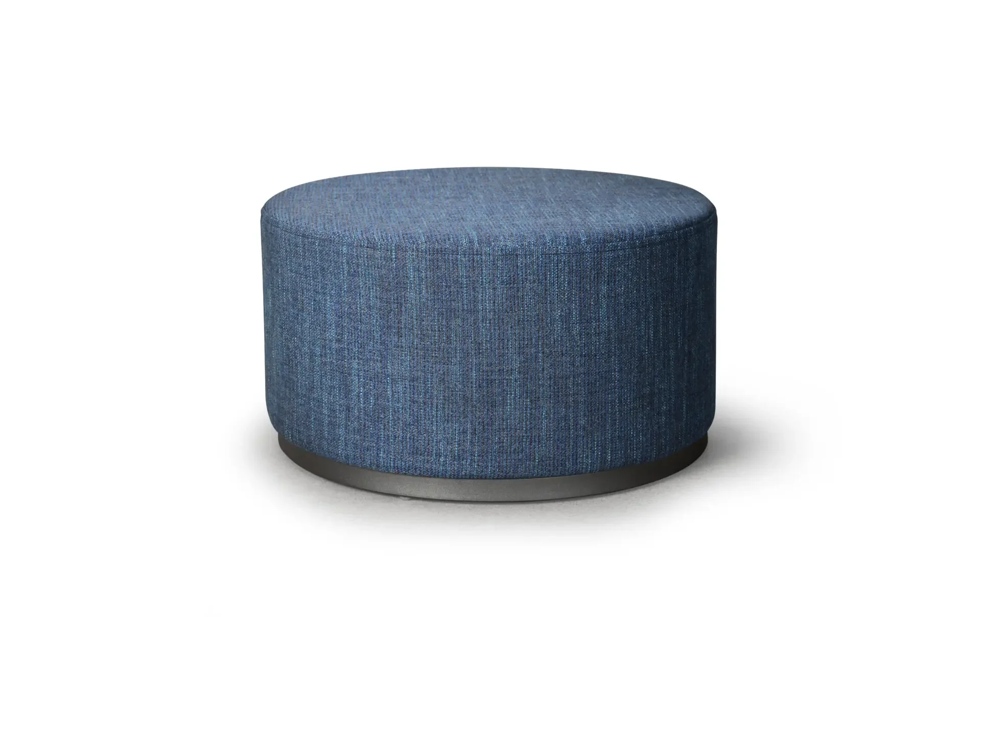 Trica Marshmallow Ottoman in blue upholstery with modern round silhouette
