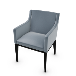 Calligaris Bess Chair with light blue upholstery and black tapered legs