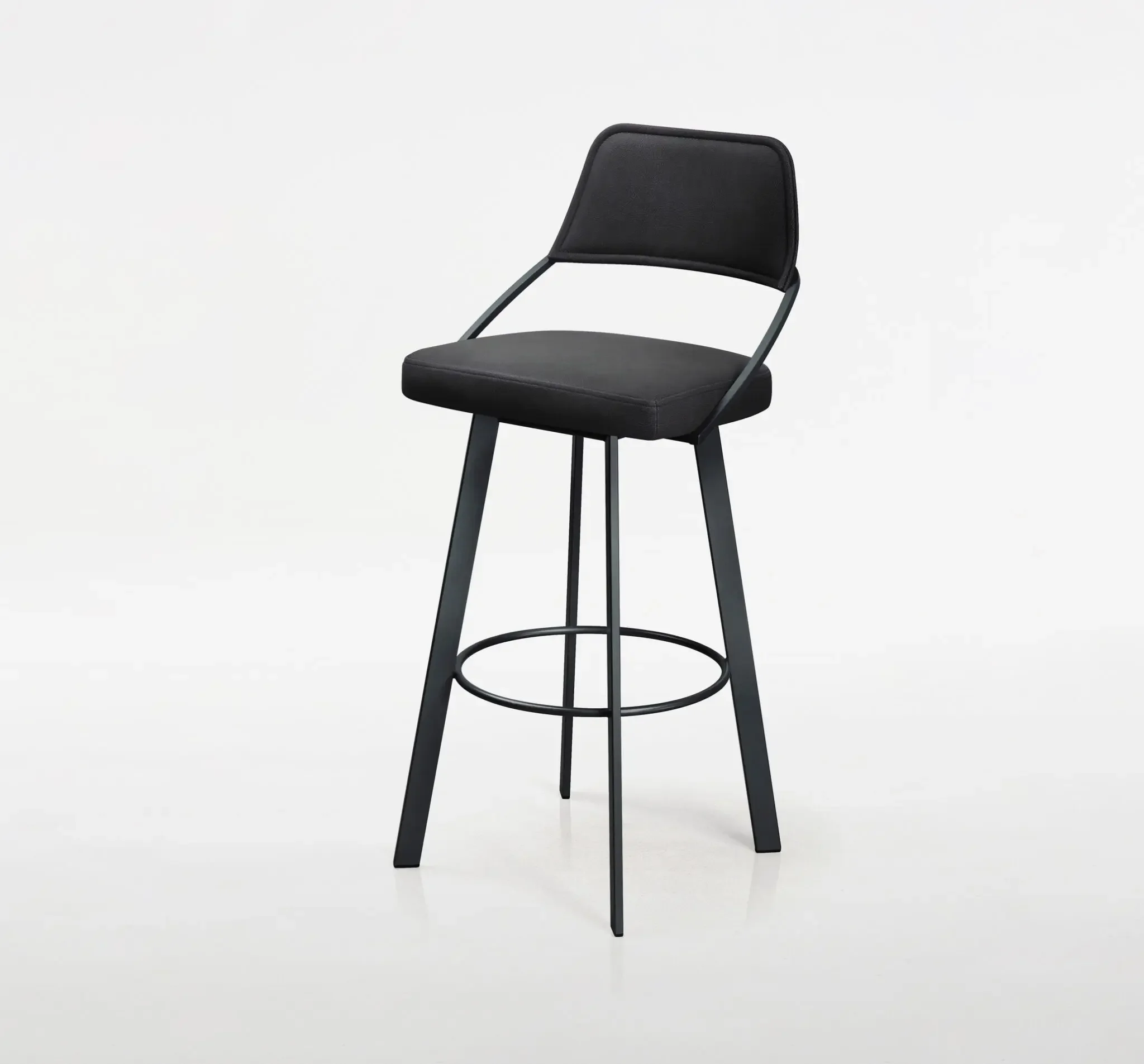 Wish Stool in dark finish with cushioned seat and backrest
