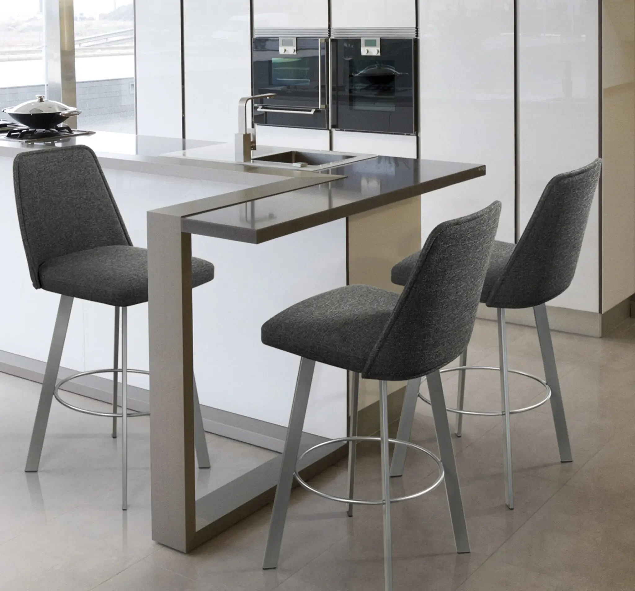 Sofia Stools at a modern kitchen island – contemporary seating