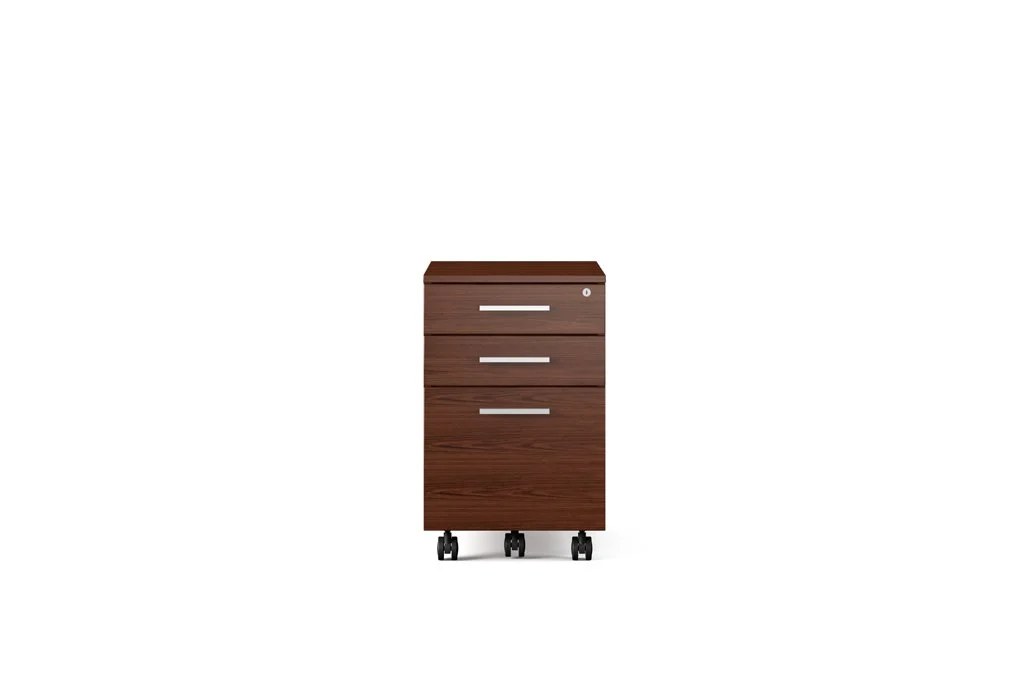 Front-facing Sequel 20 pedestal in light oak with modern minimalist styling