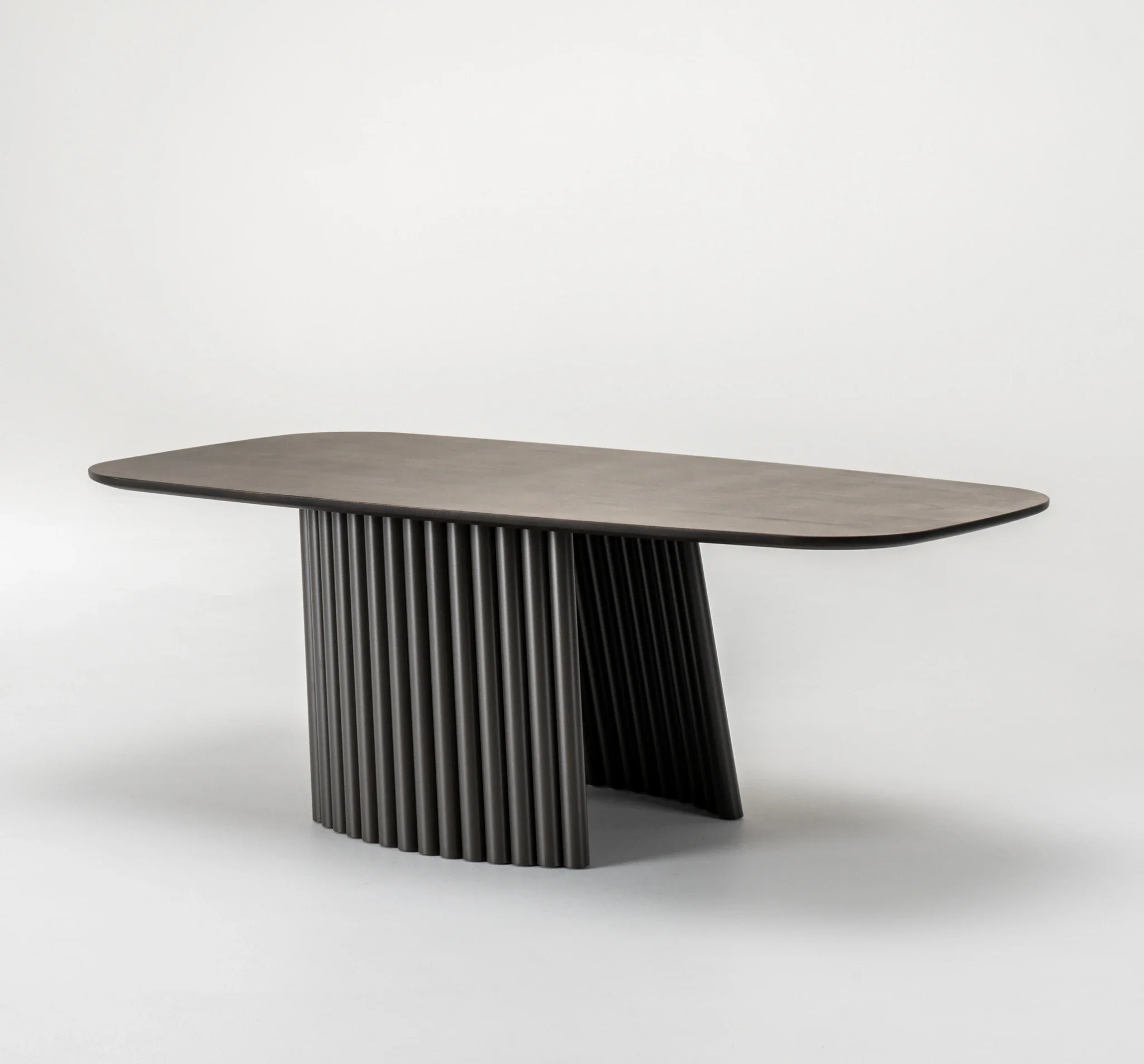 Three-quarter perspective of Pisa Cocktail Table with dark wood finish