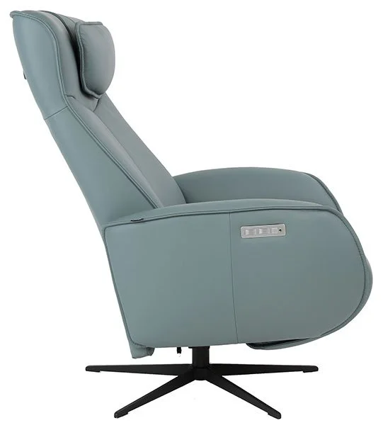 Fjords Axel Recliner in blue leather side view