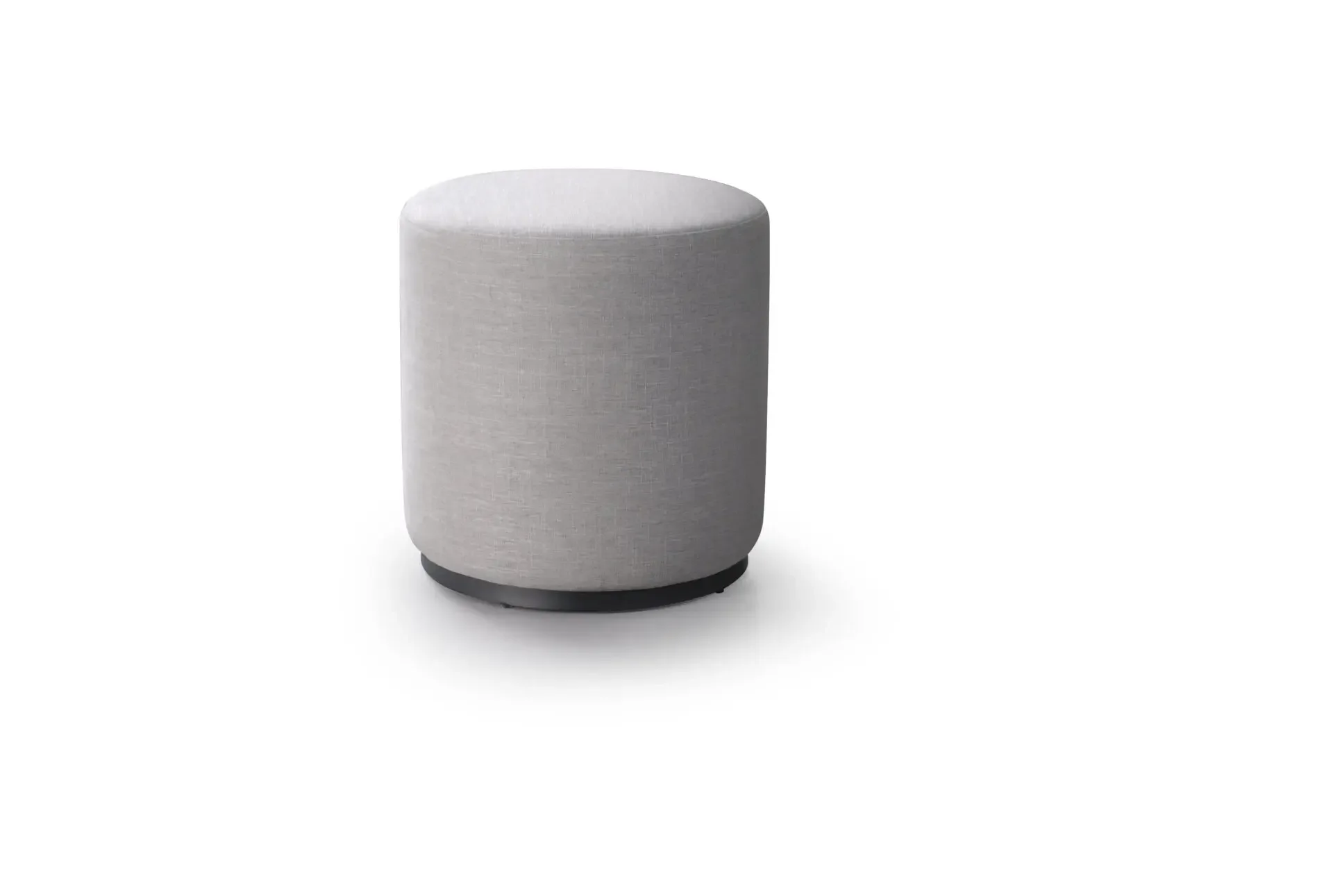Trica Marshmallow Ottoman in light grey fabric with round design on white background