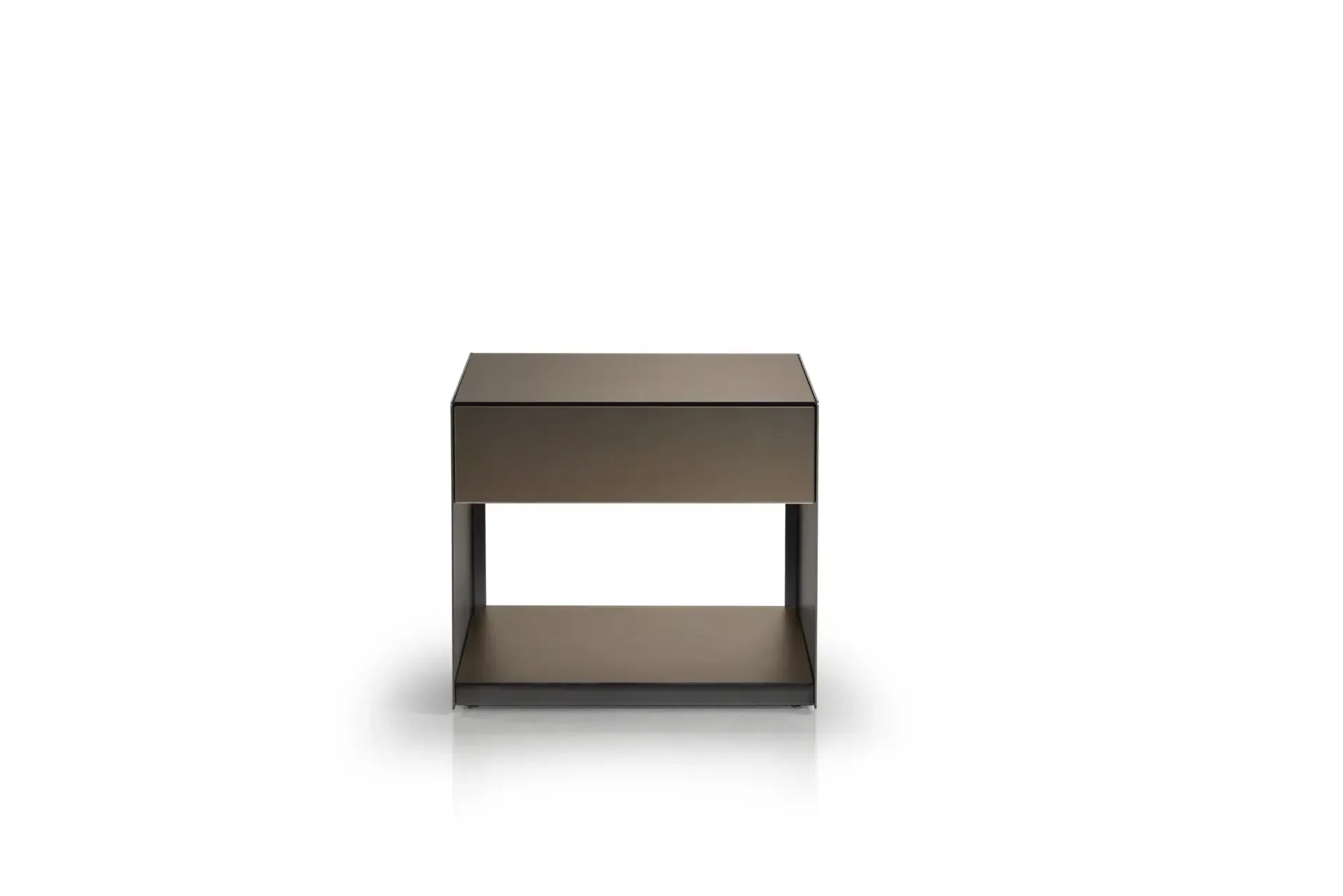Modern Absolute 1-Drawer Nightstand in dark wood finish with open shelf