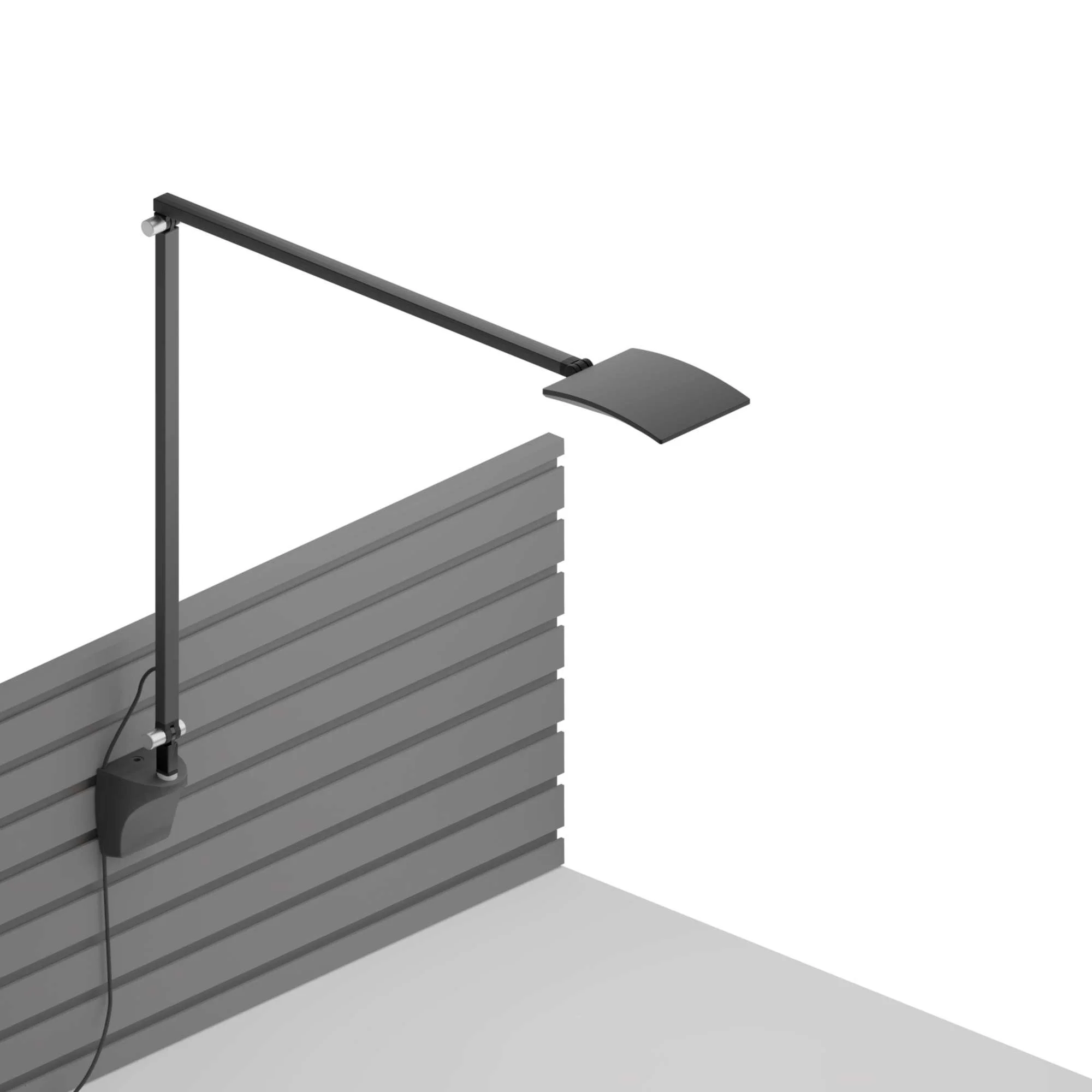 Mosso Pro Wall Light in black mounted to slatted wall panel