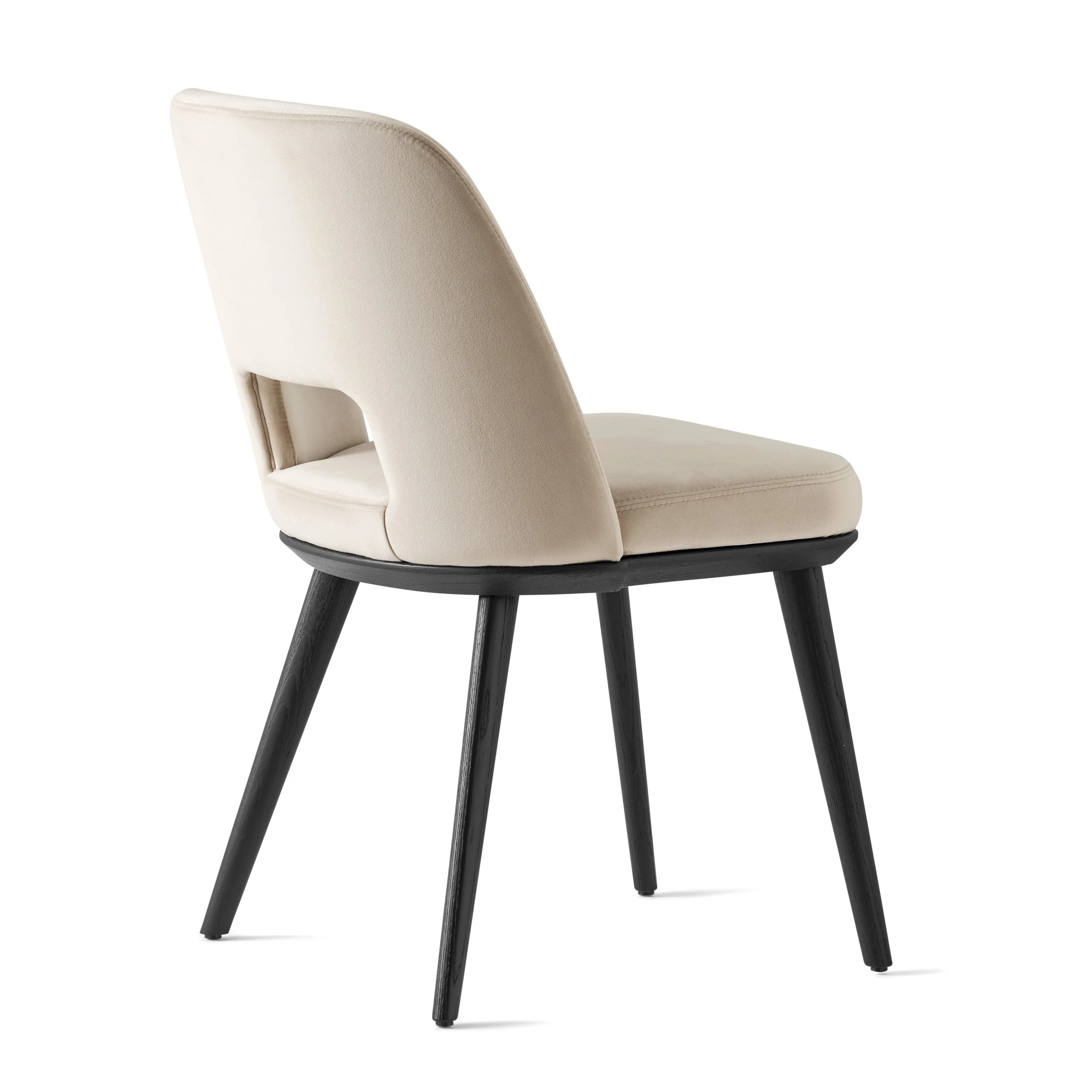 Calligaris Foyer Chair in cream upholstery with black wooden legs
