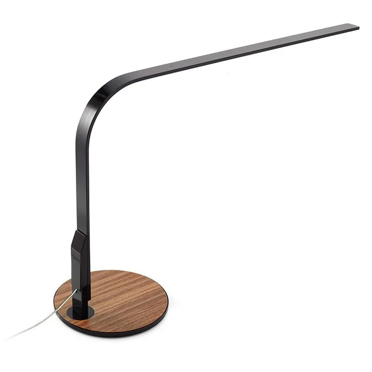 Black Lim 360 Task Light with walnut accent base