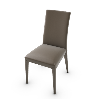 Calligaris Anais Chair in taupe leather with fully upholstered legs